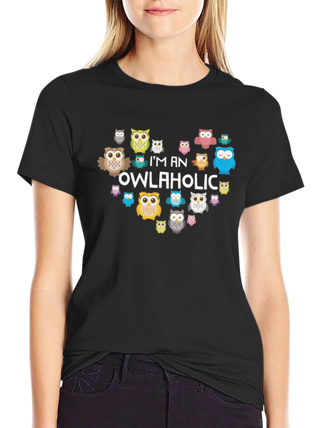 Owl Graphic Print Tee - Im an Owlaholic
