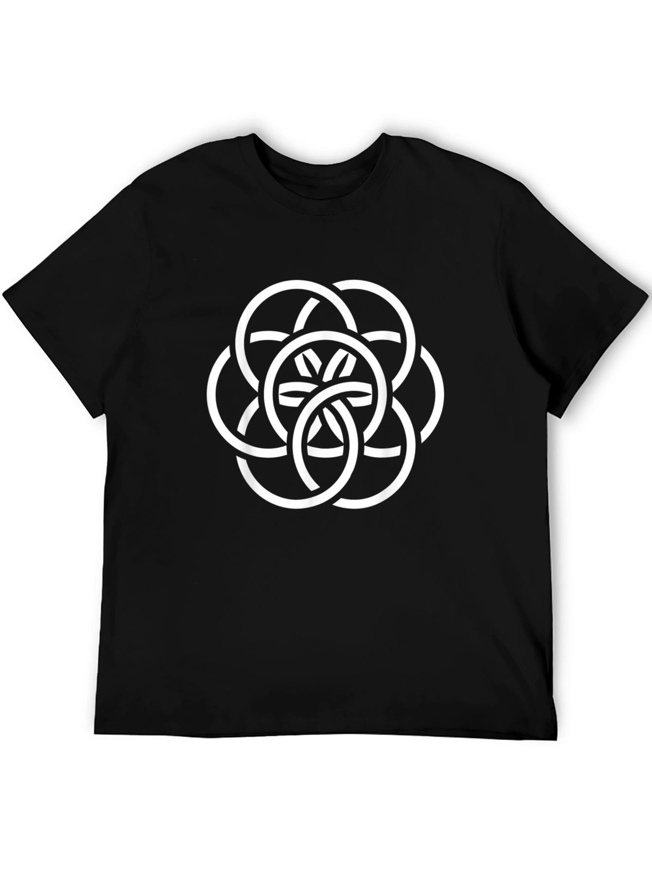 Geometric Circle Design Black T-Shirt