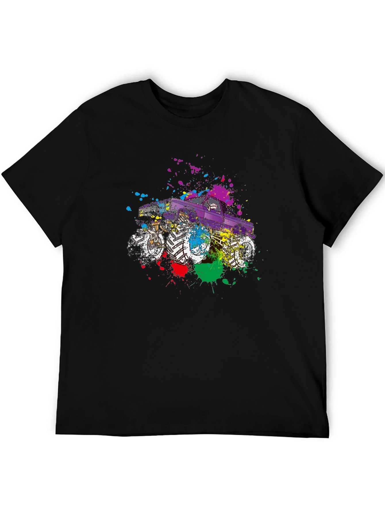 Monster Truck Splatter Graphic Tee - Cool Novelty T-Shirt