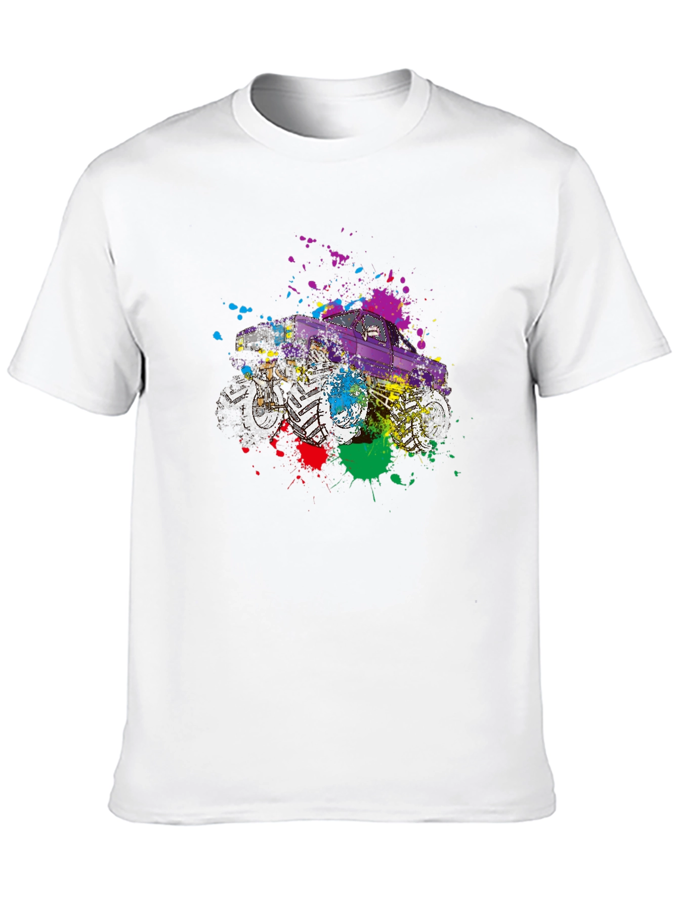Monster Truck Splatter Graphic Tee - Cool Novelty T-Shirt