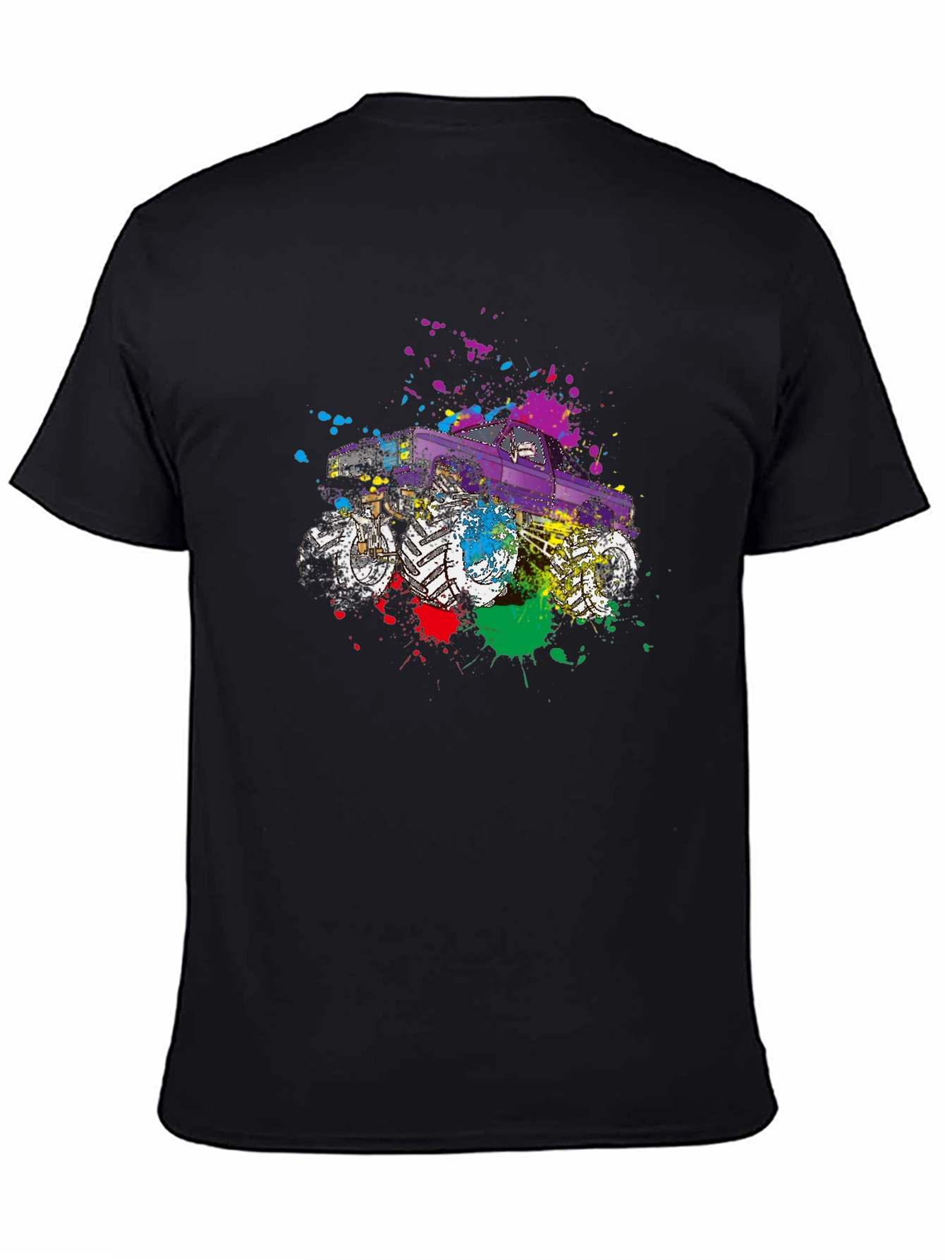 Monster Truck Splatter Graphic Tee - Cool Novelty T-Shirt