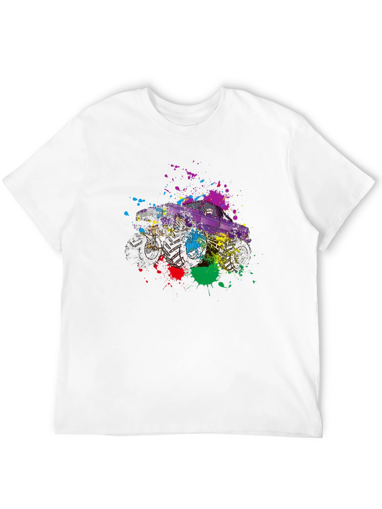 Monster Truck Splatter Graphic Tee - Cool Novelty T-Shirt