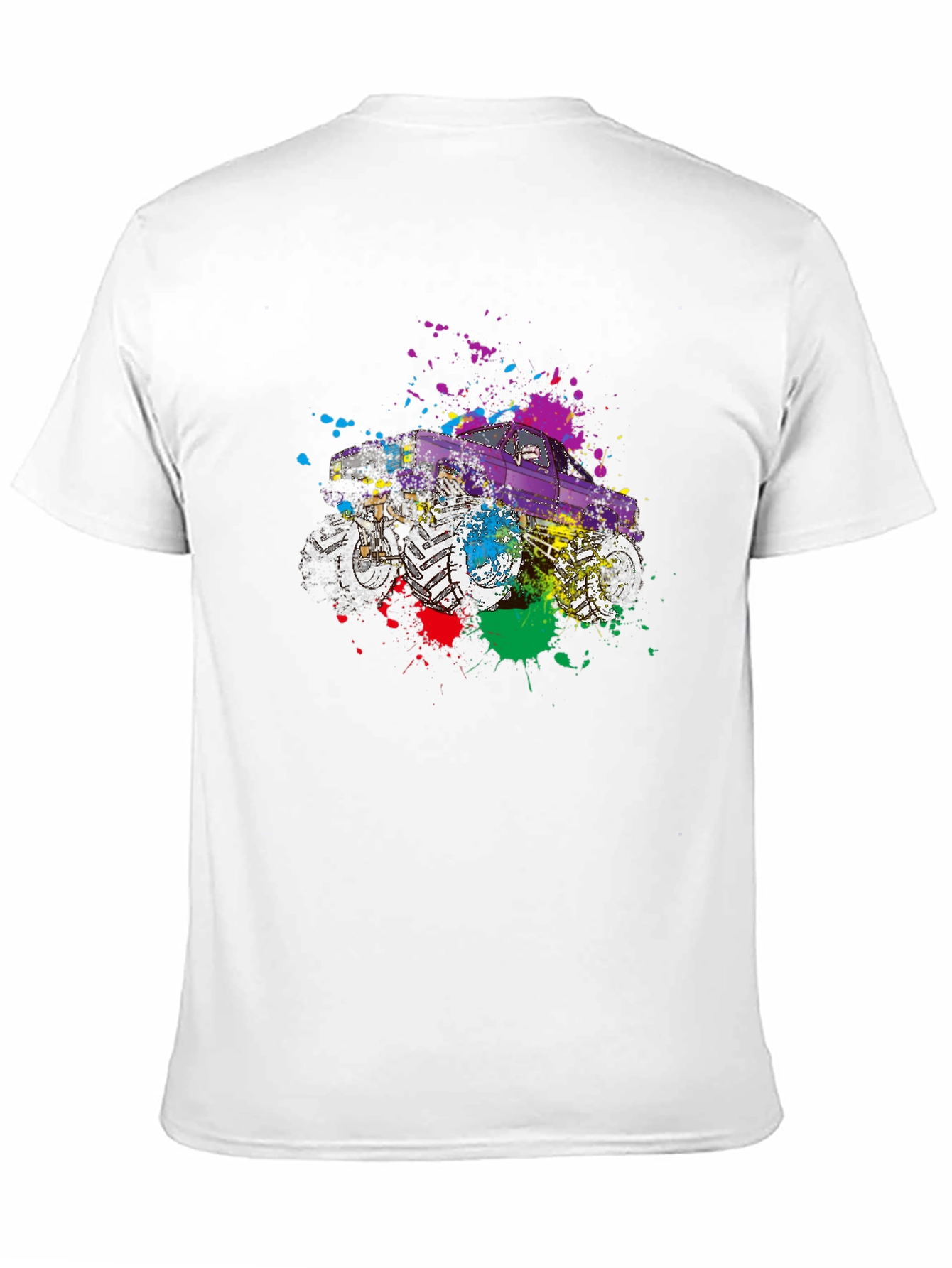 Monster Truck Splatter Graphic Tee - Cool Novelty T-Shirt