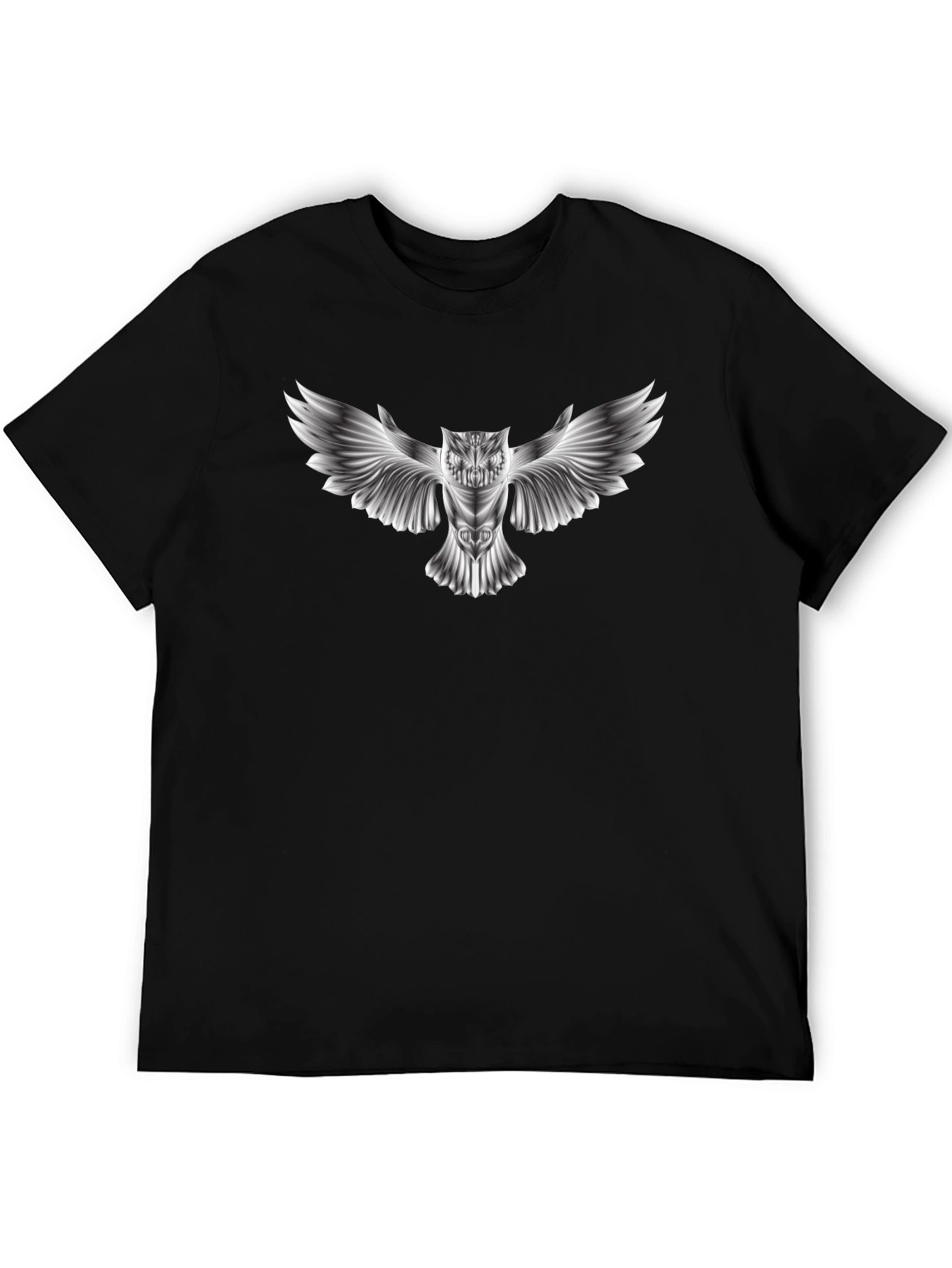 Owl Graphic Print Black T-Shirt