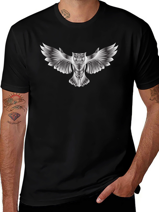 Owl Graphic Print Black T-Shirt
