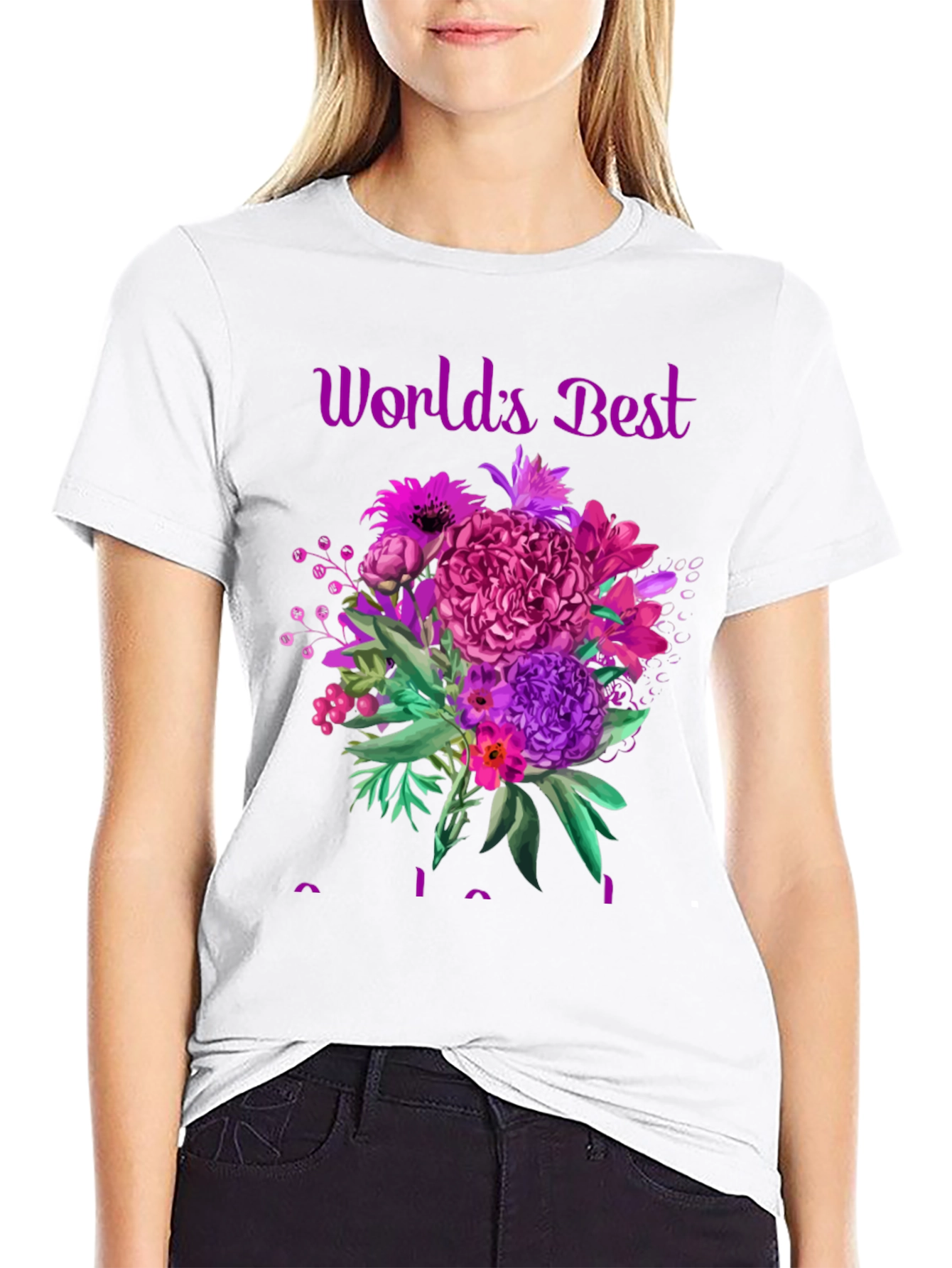 Worlds Best Mom Floral Graphic T-Shirt