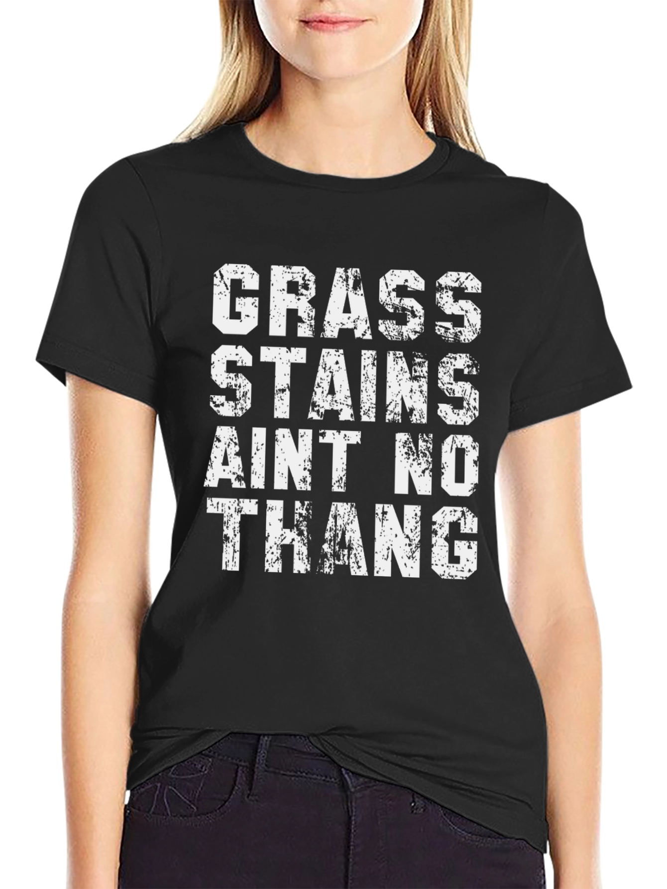 Grass Stains Aint No Thang Black T-Shirt