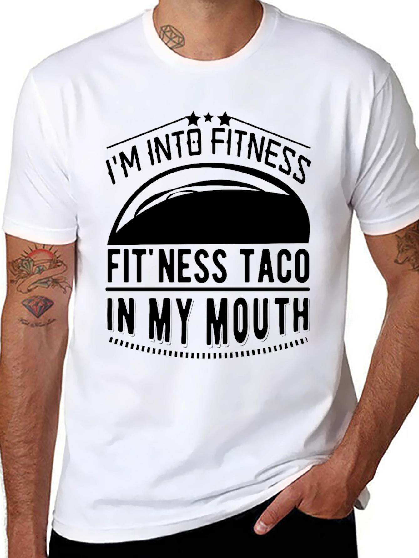 Fitness Taco Graphic Mens Black T-Shirt