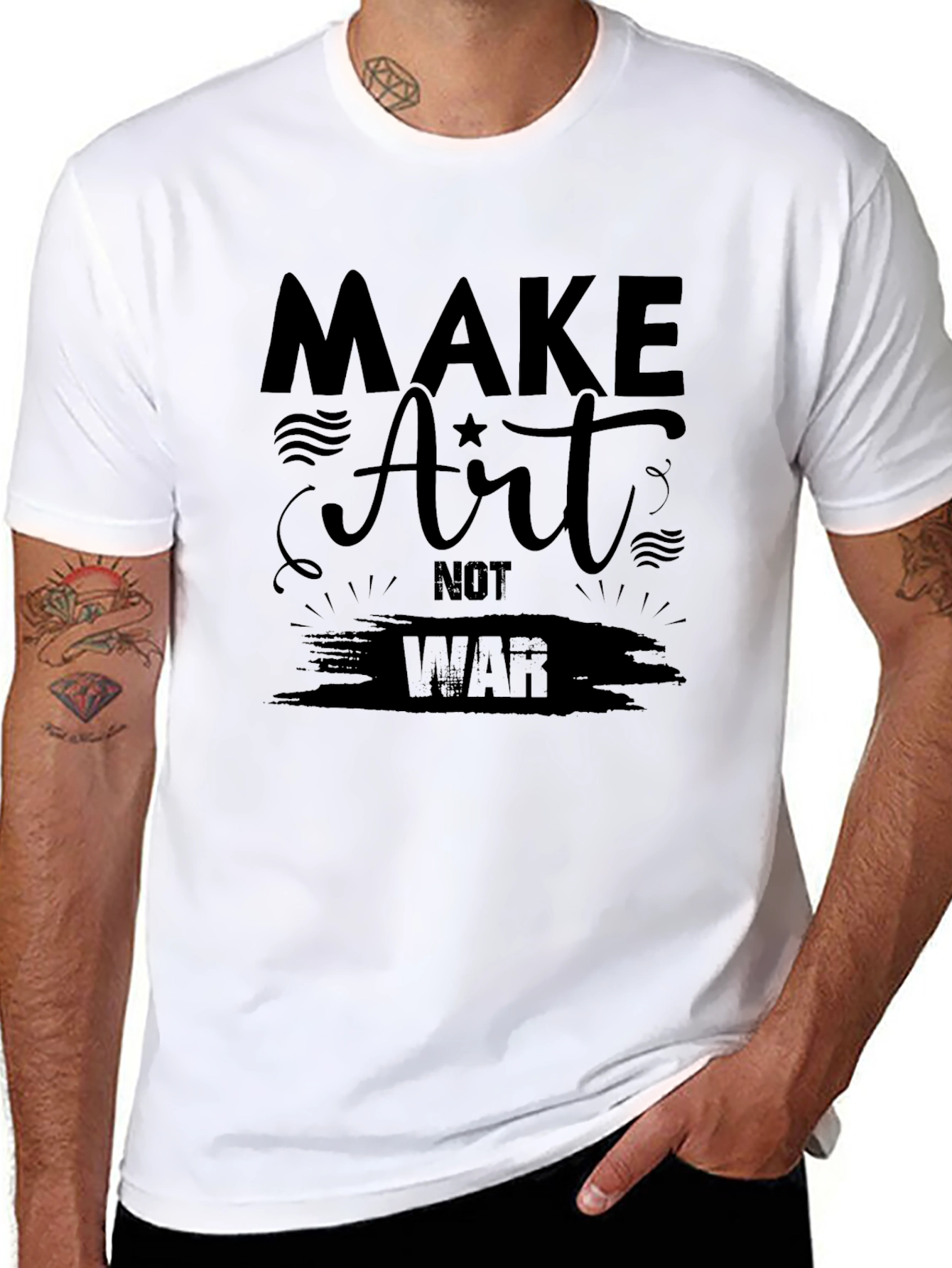 Make Art Not War Graphic Tee - Black