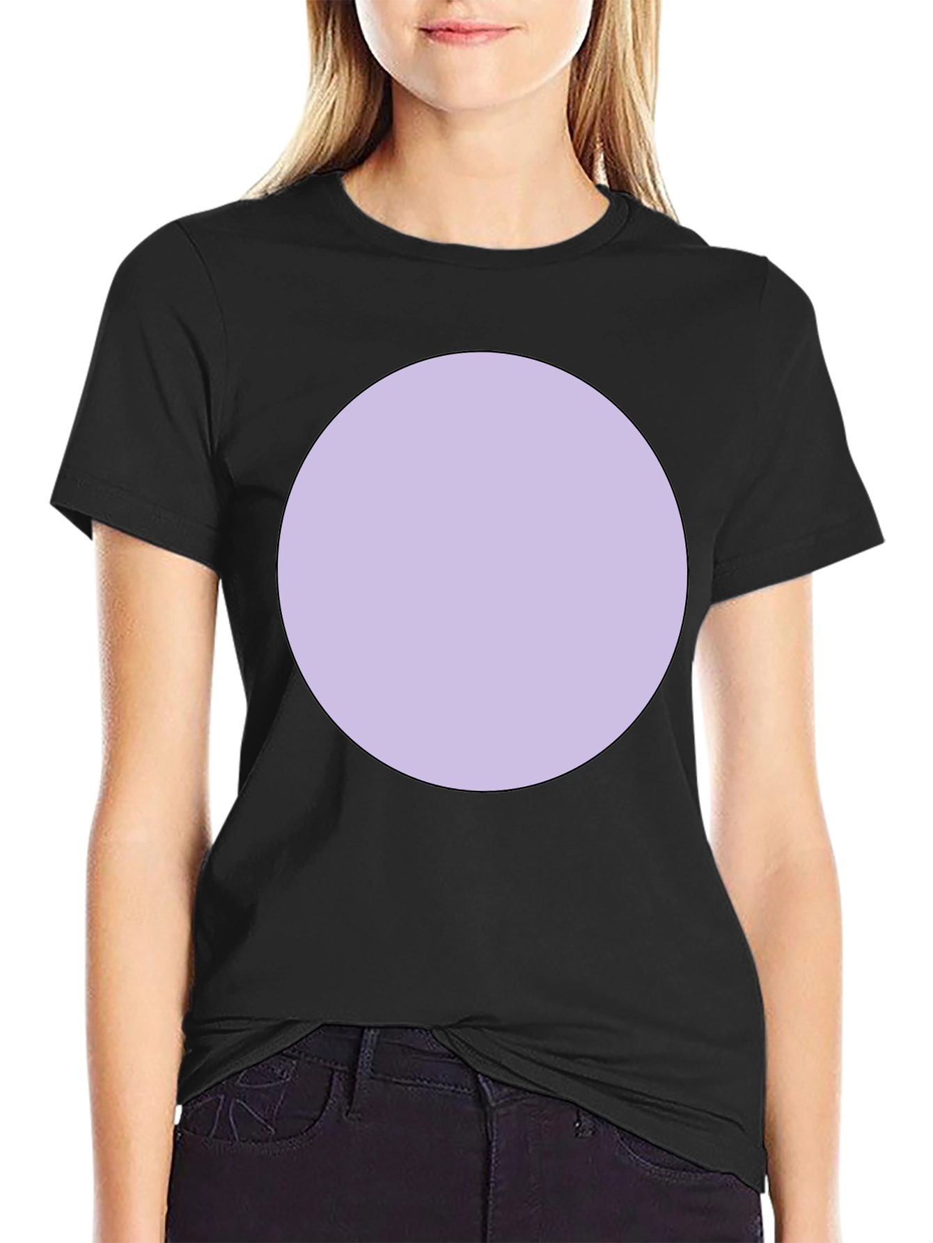 Mens Black T-Shirt with Lavender Circle Graphic