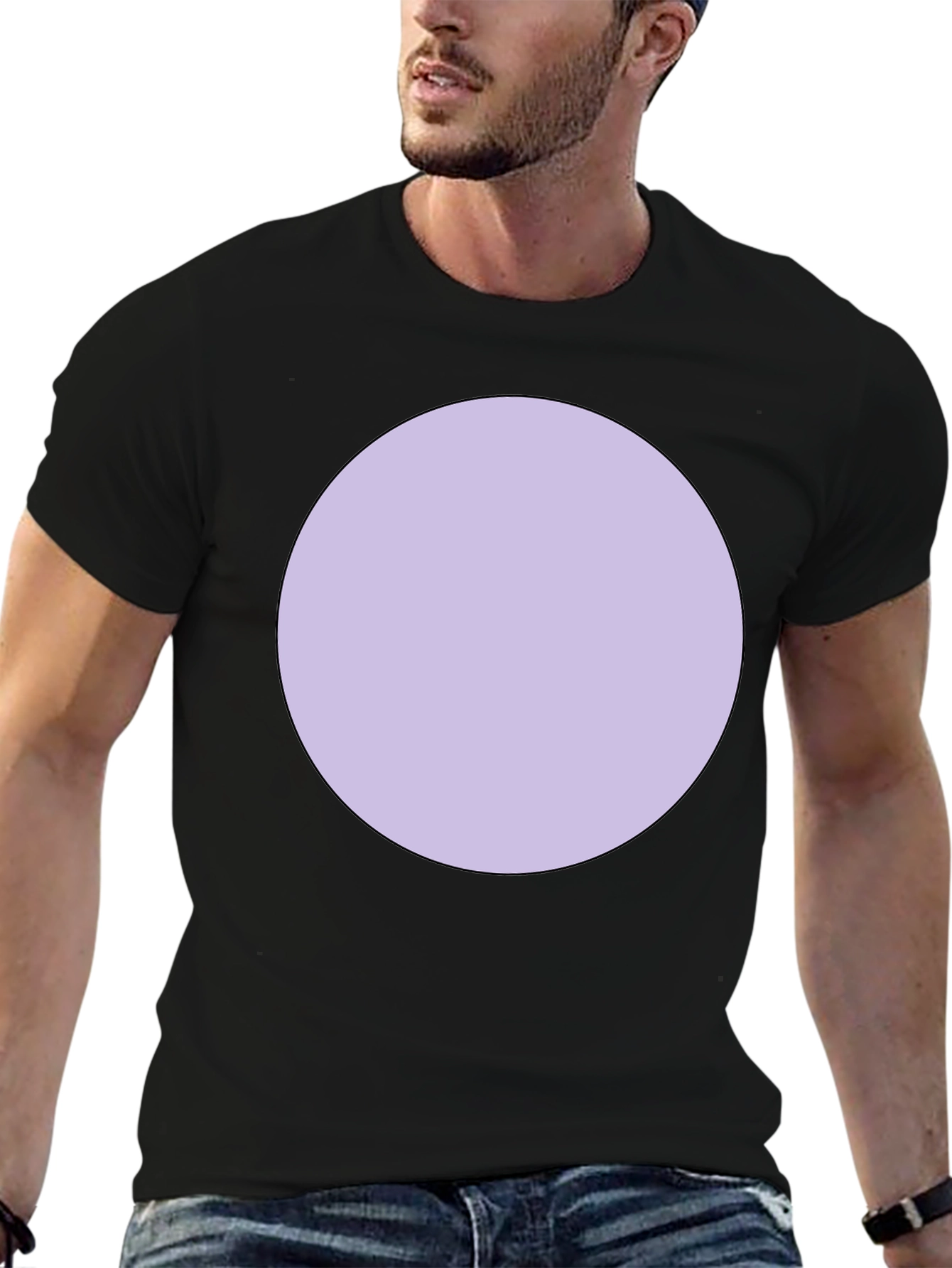 Mens Black T-Shirt with Lavender Circle Graphic
