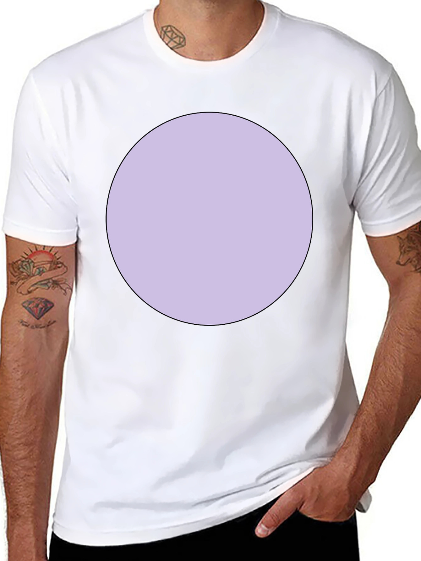 Mens Black T-Shirt with Lavender Circle Graphic