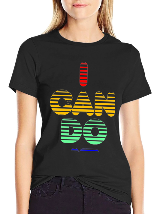 I Can Do It Striped Graphic Tee