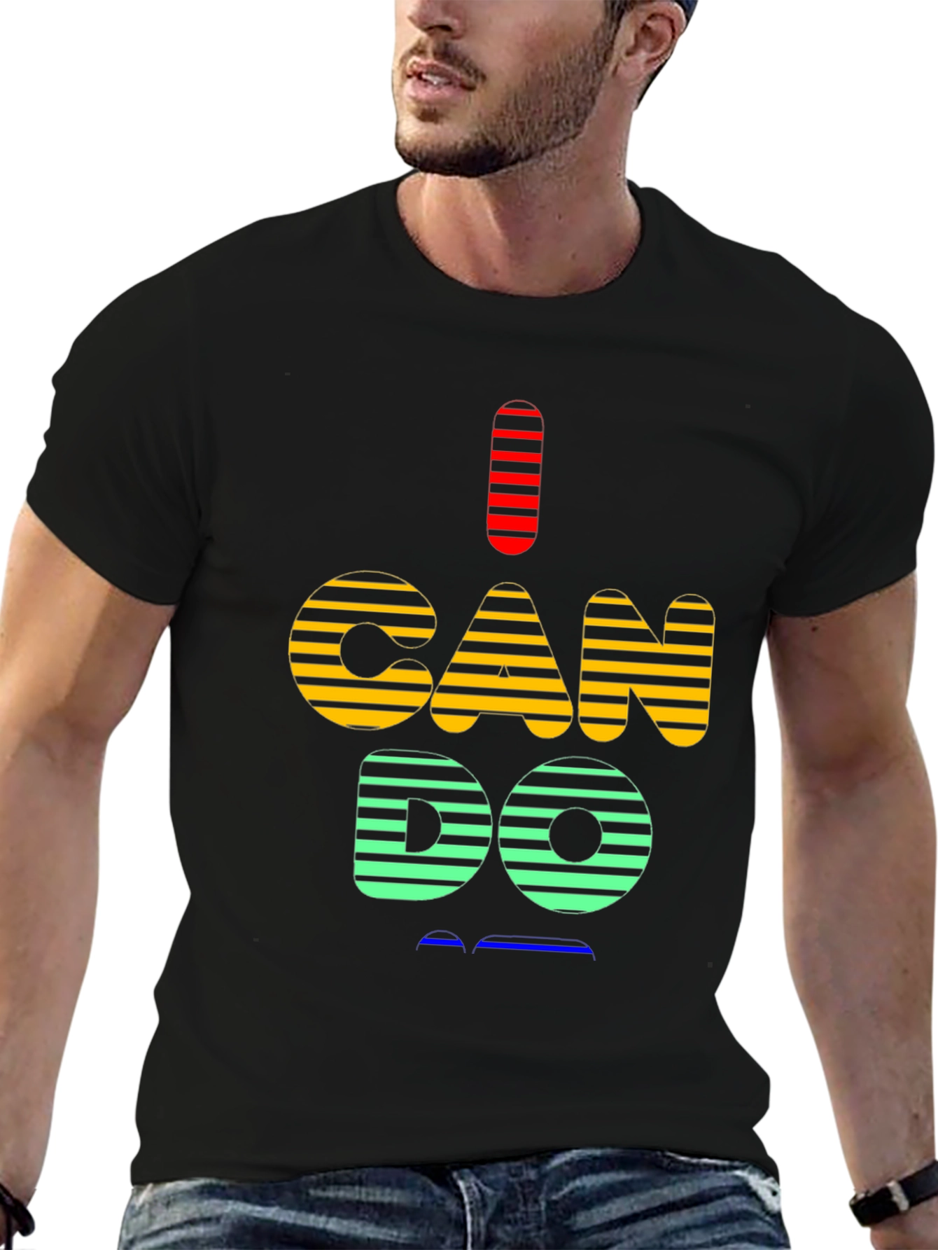 I Can Do It Striped Graphic Tee