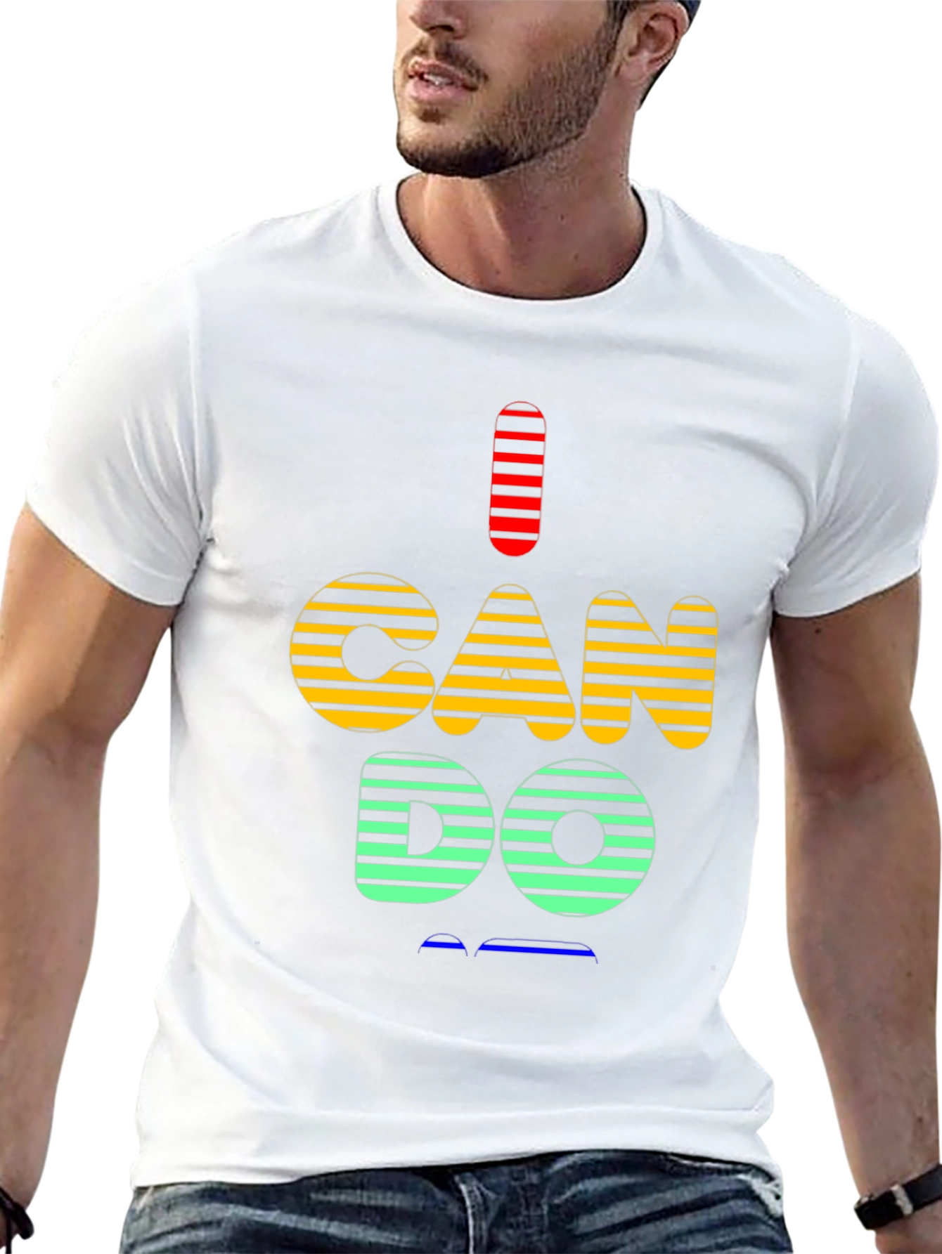I Can Do It Striped Graphic Tee