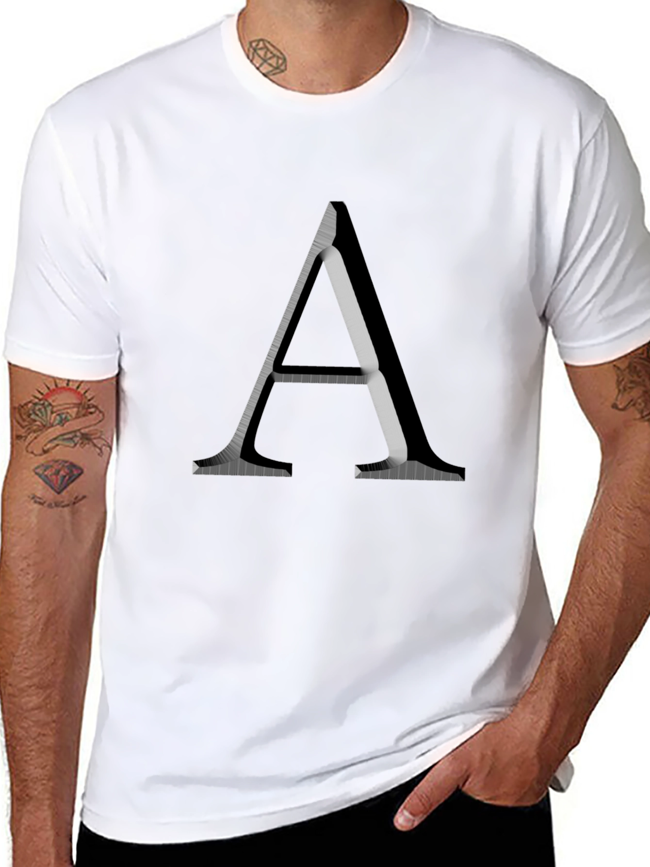 Letter A Graphic Print Black T-Shirt