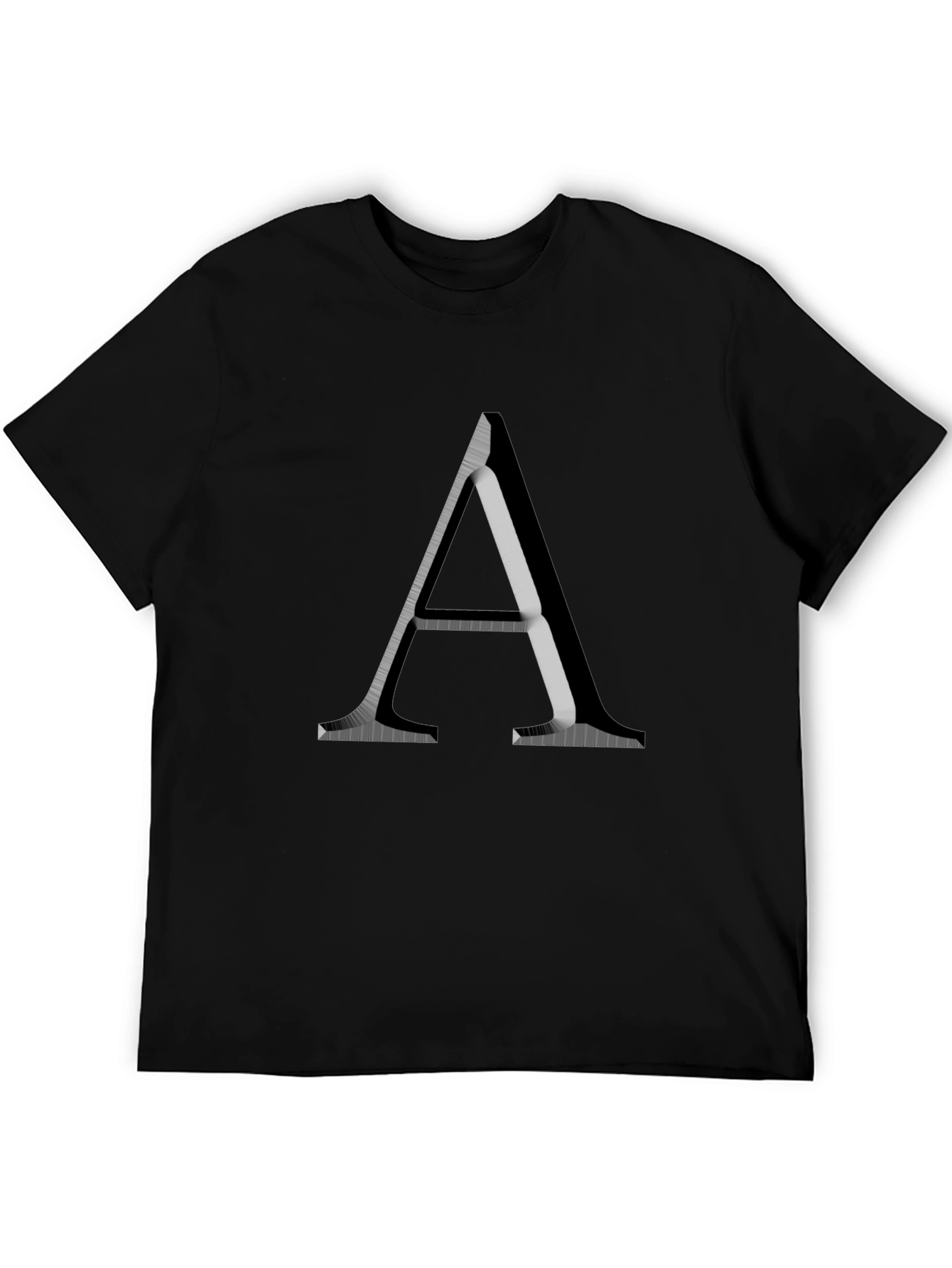 Letter A Graphic Print Black T-Shirt