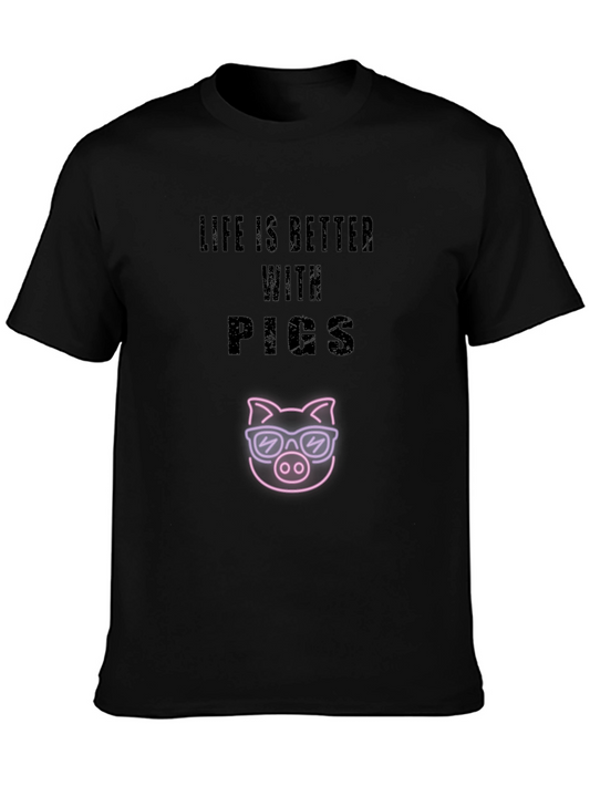 Life is Better with Pigs Black T-Shirt