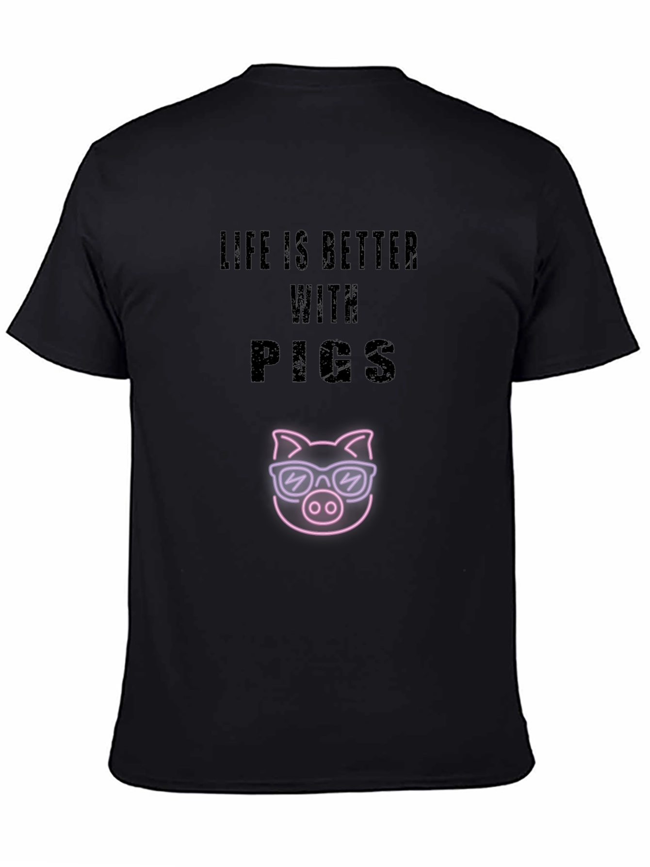 Life is Better with Pigs Black T-Shirt