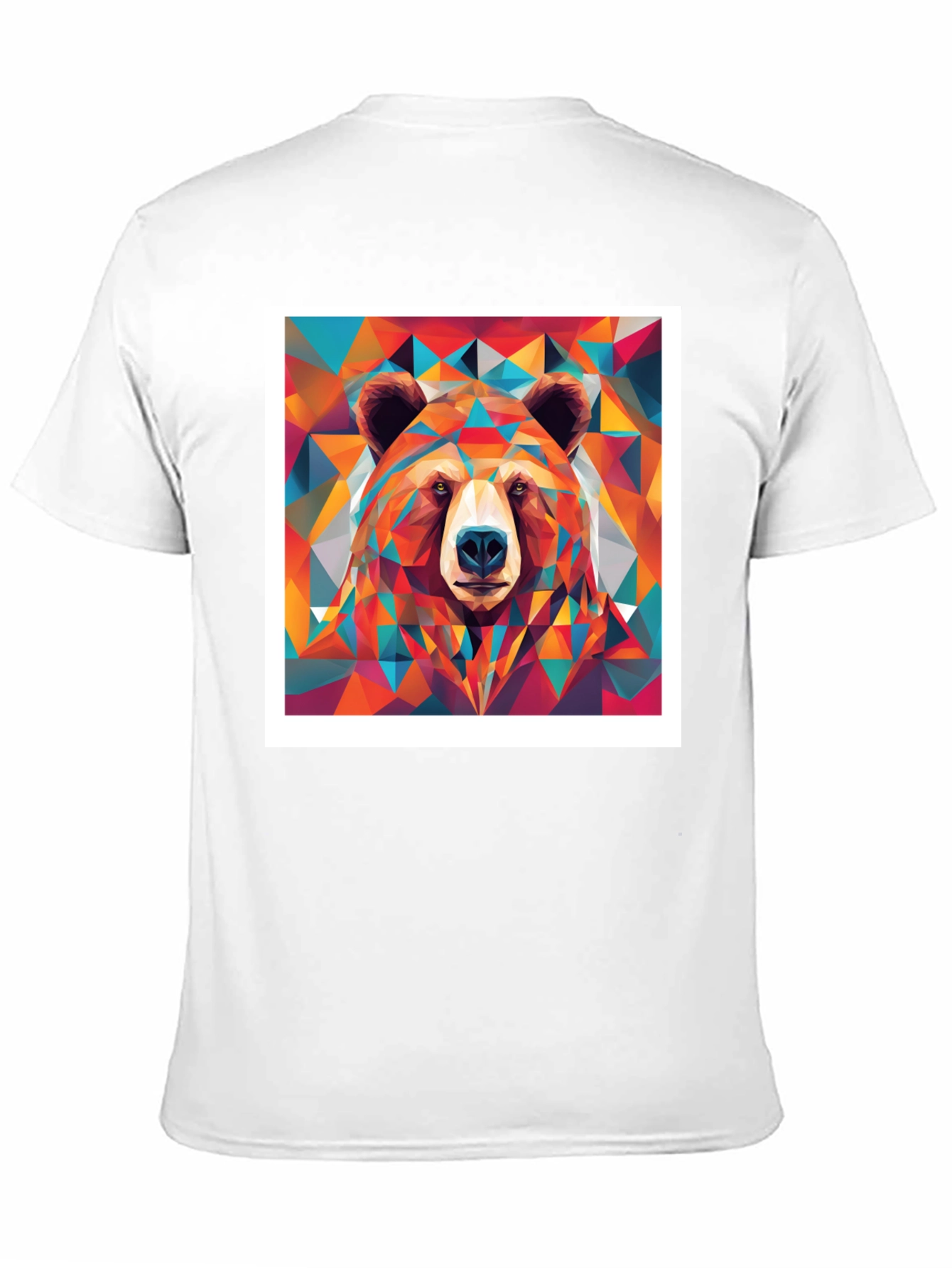 Geometric Bear Graphic Tee - Black