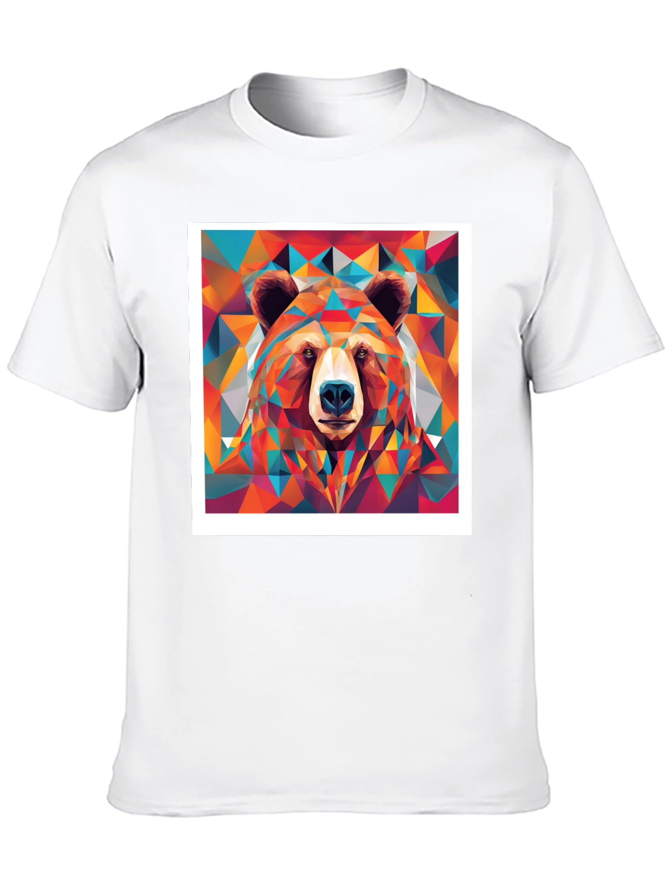 Geometric Bear Graphic Tee - Black