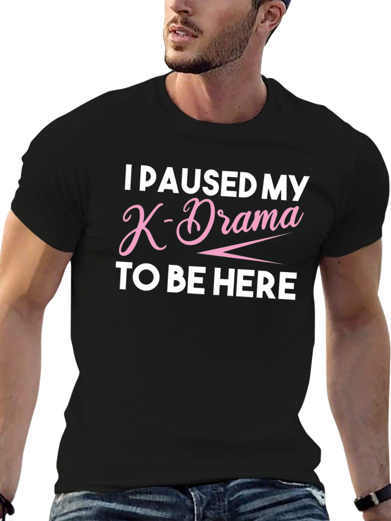 I Paused My K-Drama Black T-Shirt