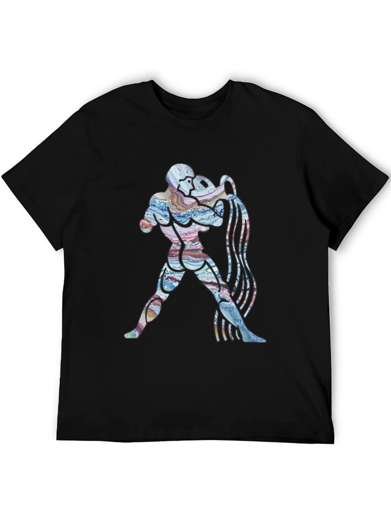 Aquarius Zodiac Graphic Tee - Black Cotton T-Shirt