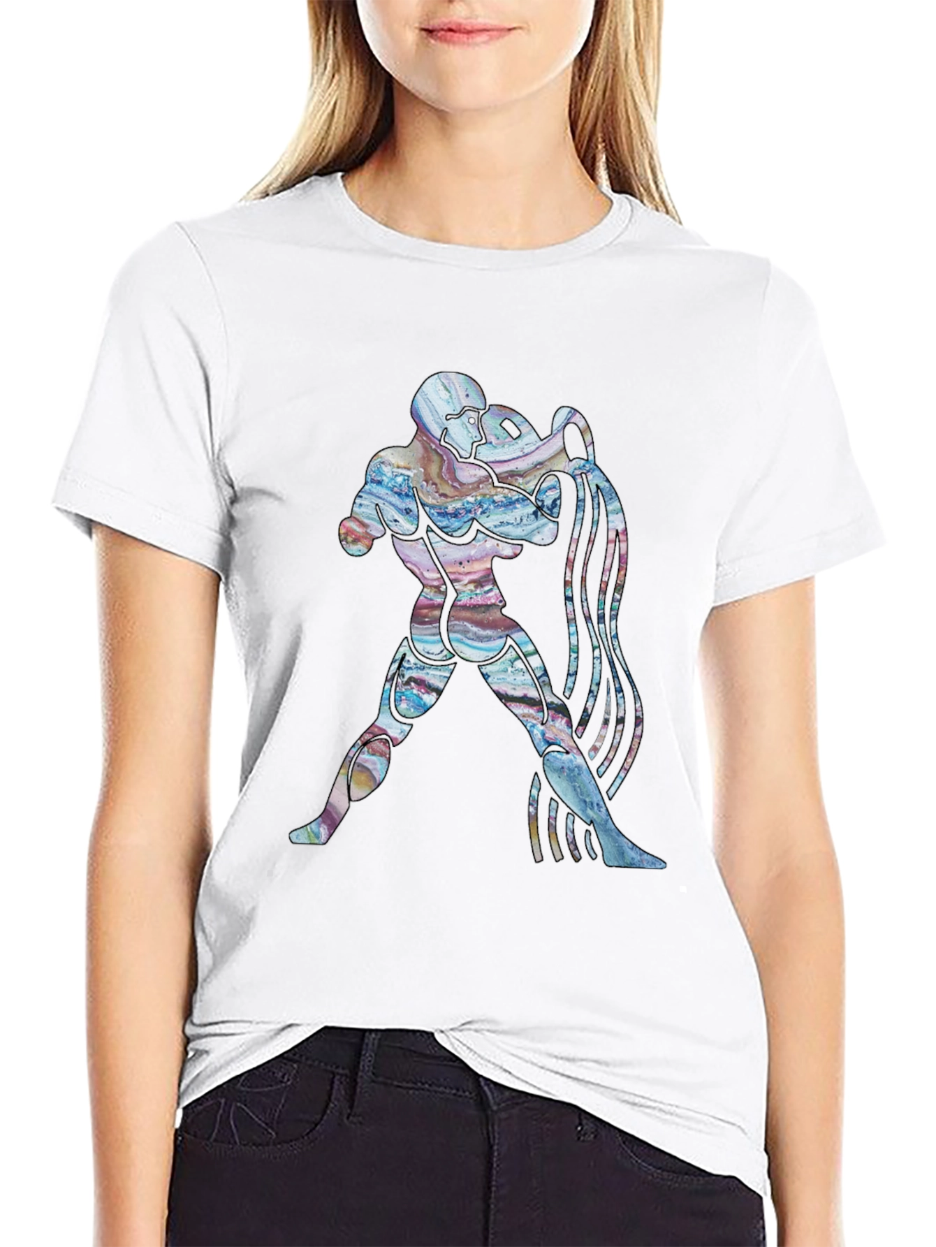 Aquarius Zodiac Graphic Tee - Black Cotton T-Shirt