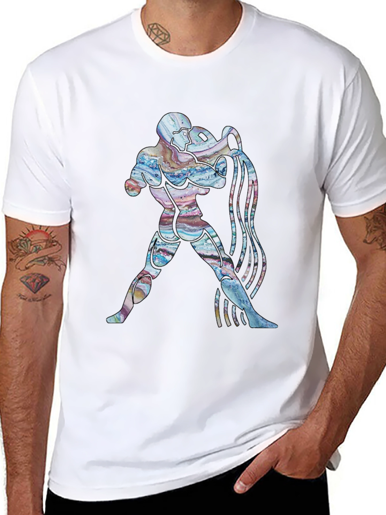Aquarius Zodiac Graphic Tee - Black Cotton T-Shirt