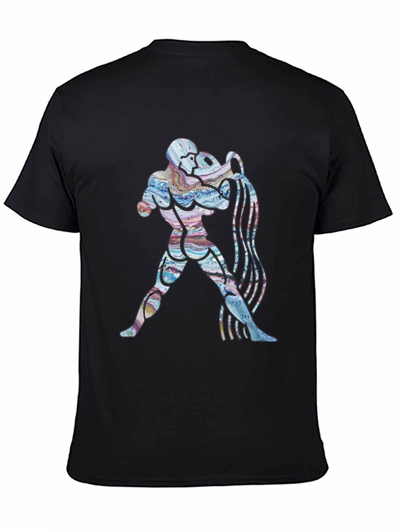 Aquarius Zodiac Graphic Tee - Black Cotton T-Shirt