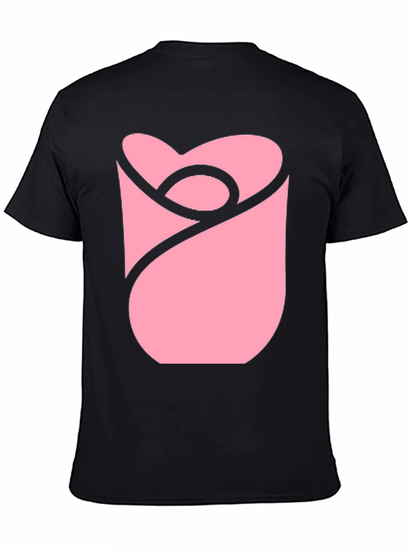 Modern Pink Rose Graphic Black T-Shirt