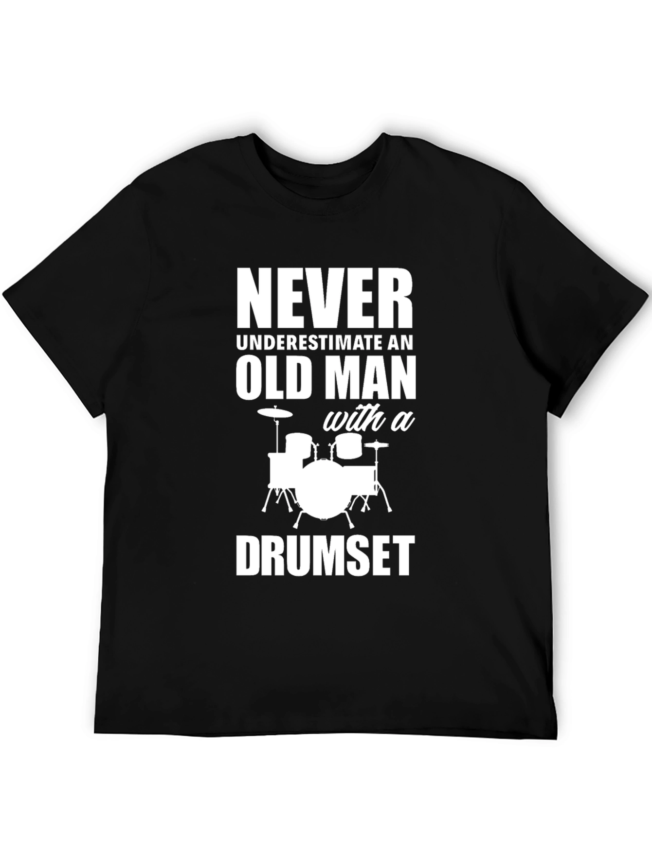 Funny Drummer T-Shirt - Old Man Drumset
