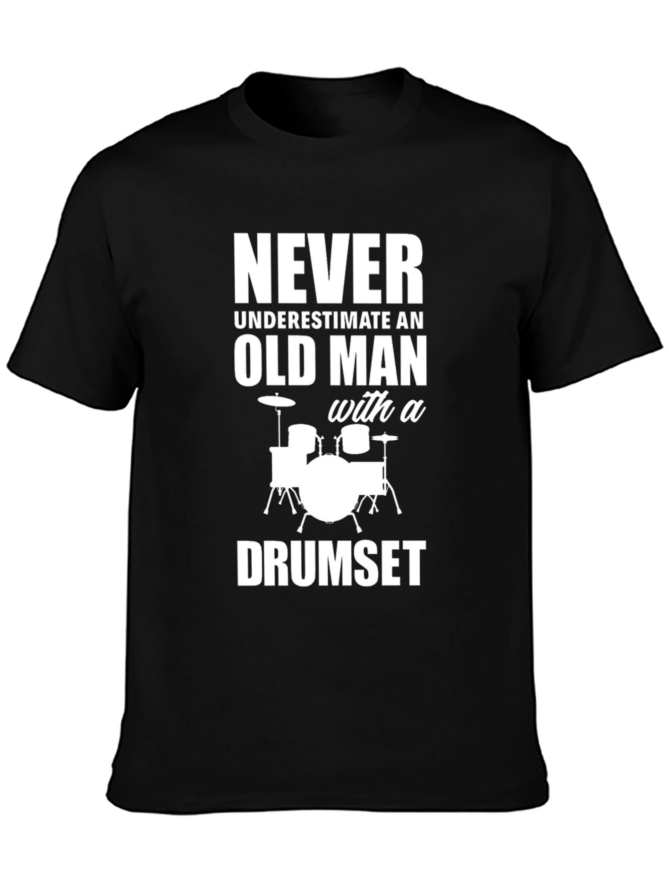 Funny Drummer T-Shirt - Old Man Drumset