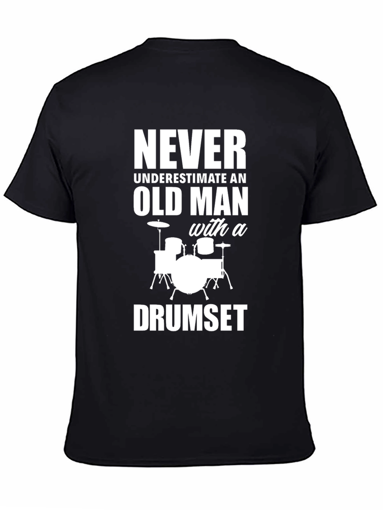 Funny Drummer T-Shirt - Old Man Drumset