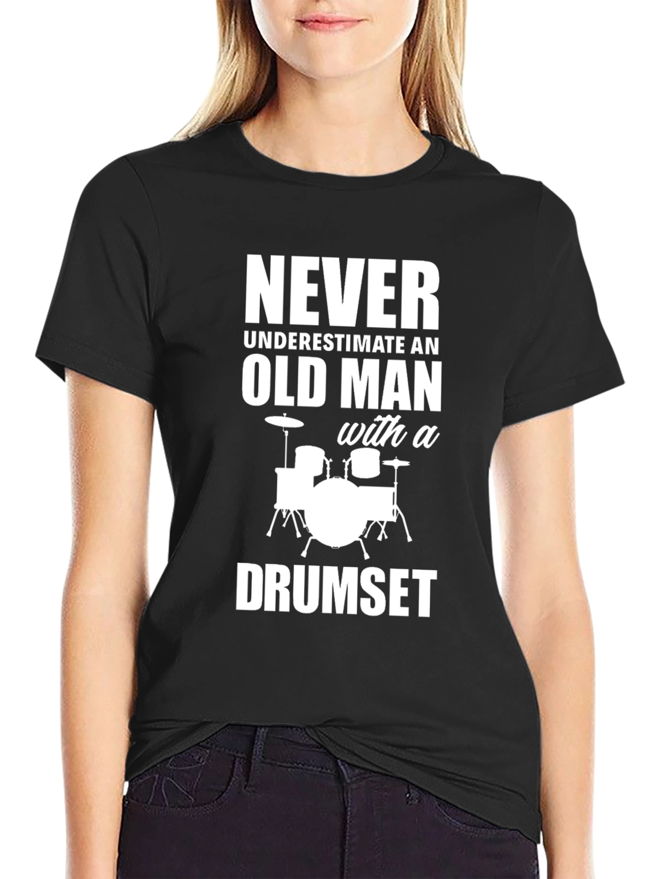Funny Drummer T-Shirt - Old Man Drumset
