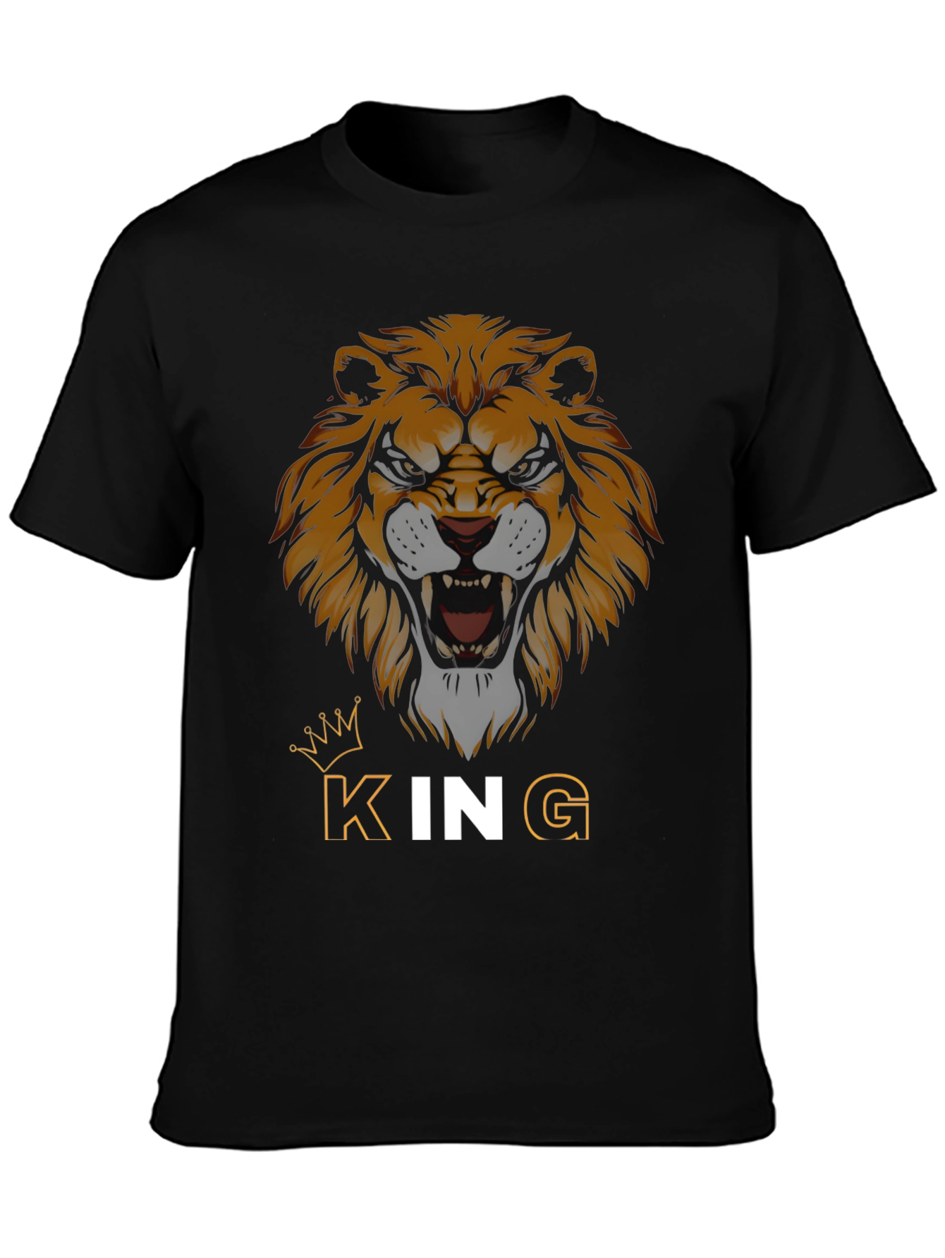 King Lion Graphic Tee - Black Cotton T-Shirt