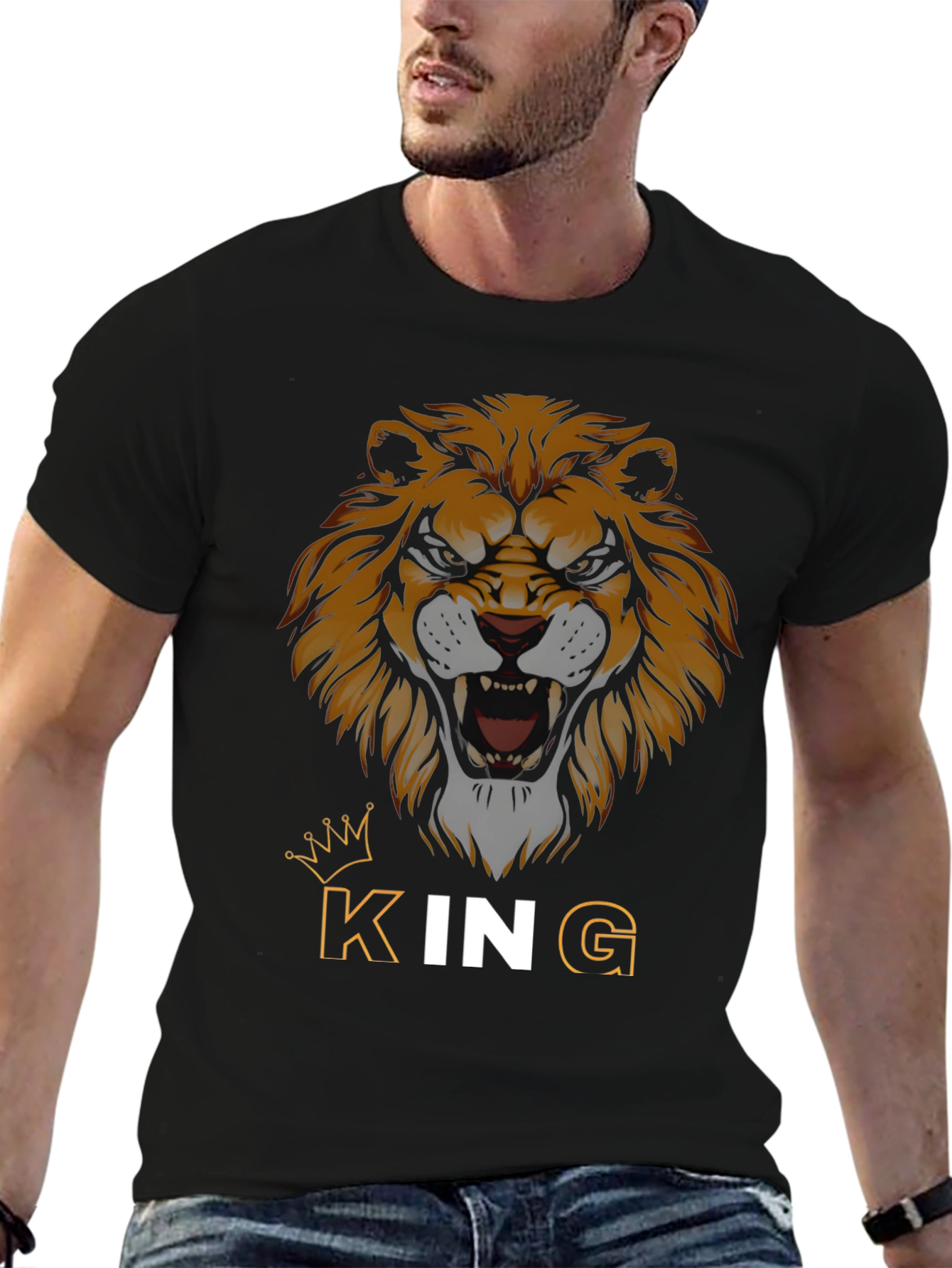 King Lion Graphic Tee - Black Cotton T-Shirt