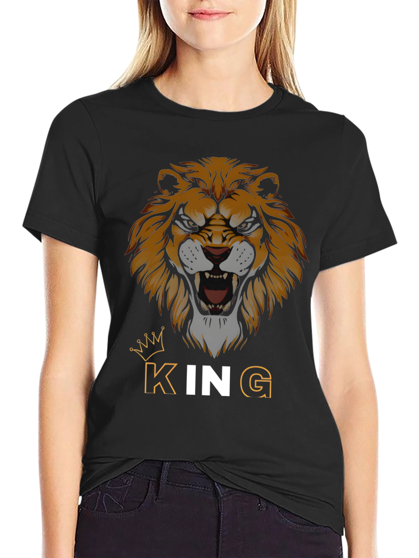 King Lion Graphic Tee - Black Cotton T-Shirt