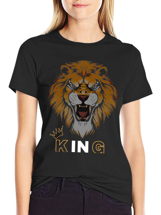 King Lion Graphic Tee - Black Cotton T-Shirt