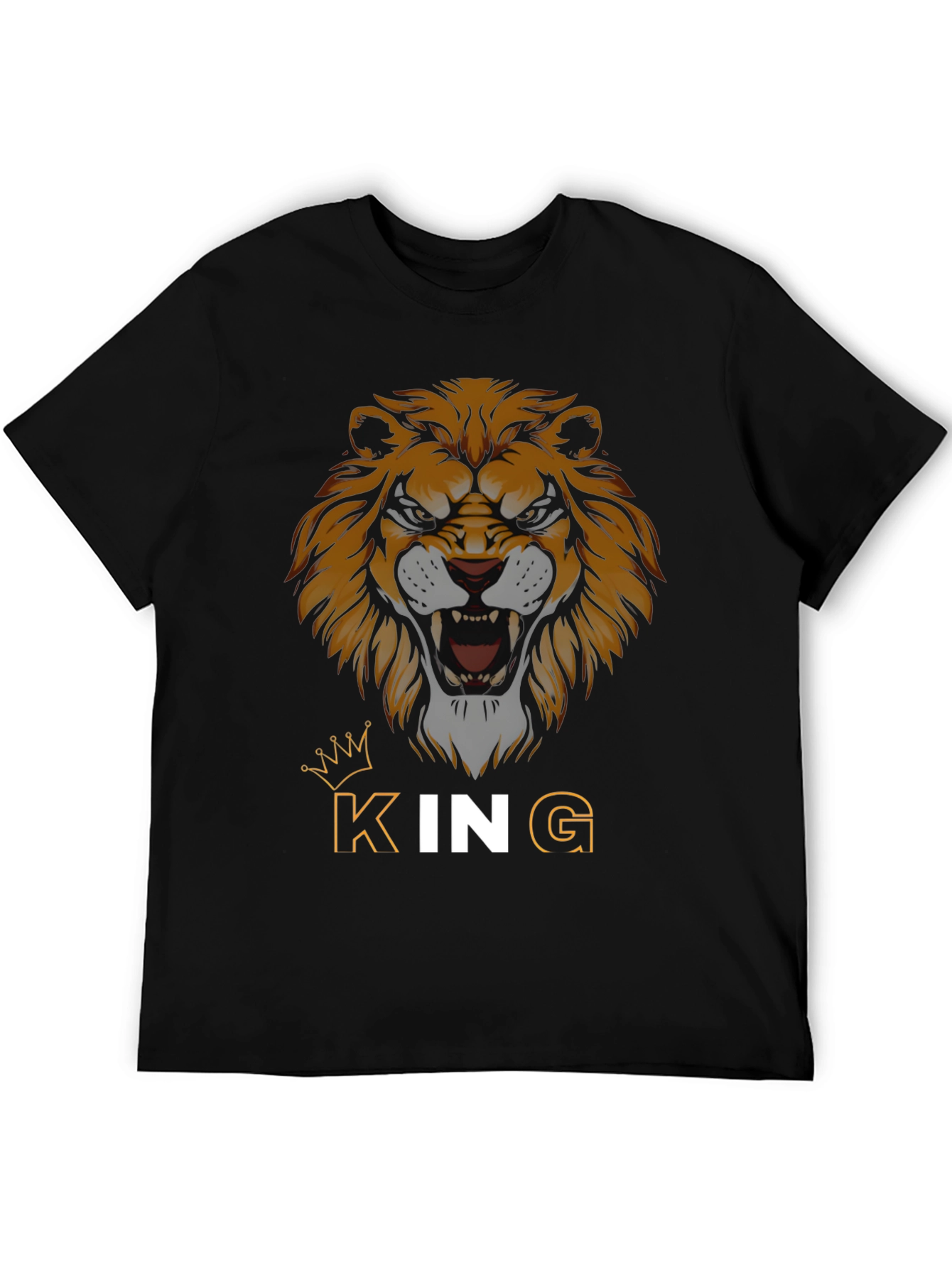 King Lion Graphic Tee - Black Cotton T-Shirt