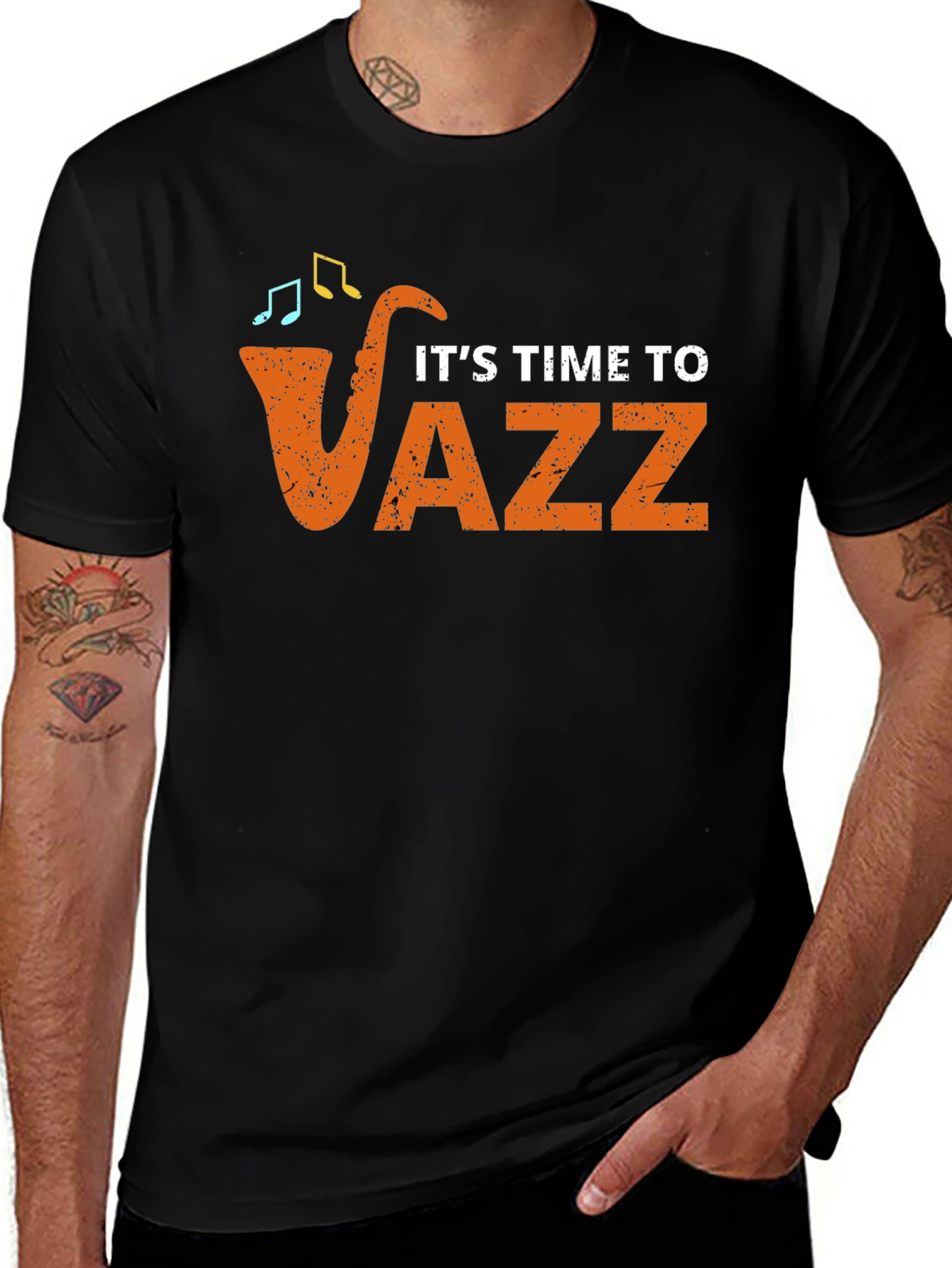 Its Time to Jazz Graphic Black T-Shirt