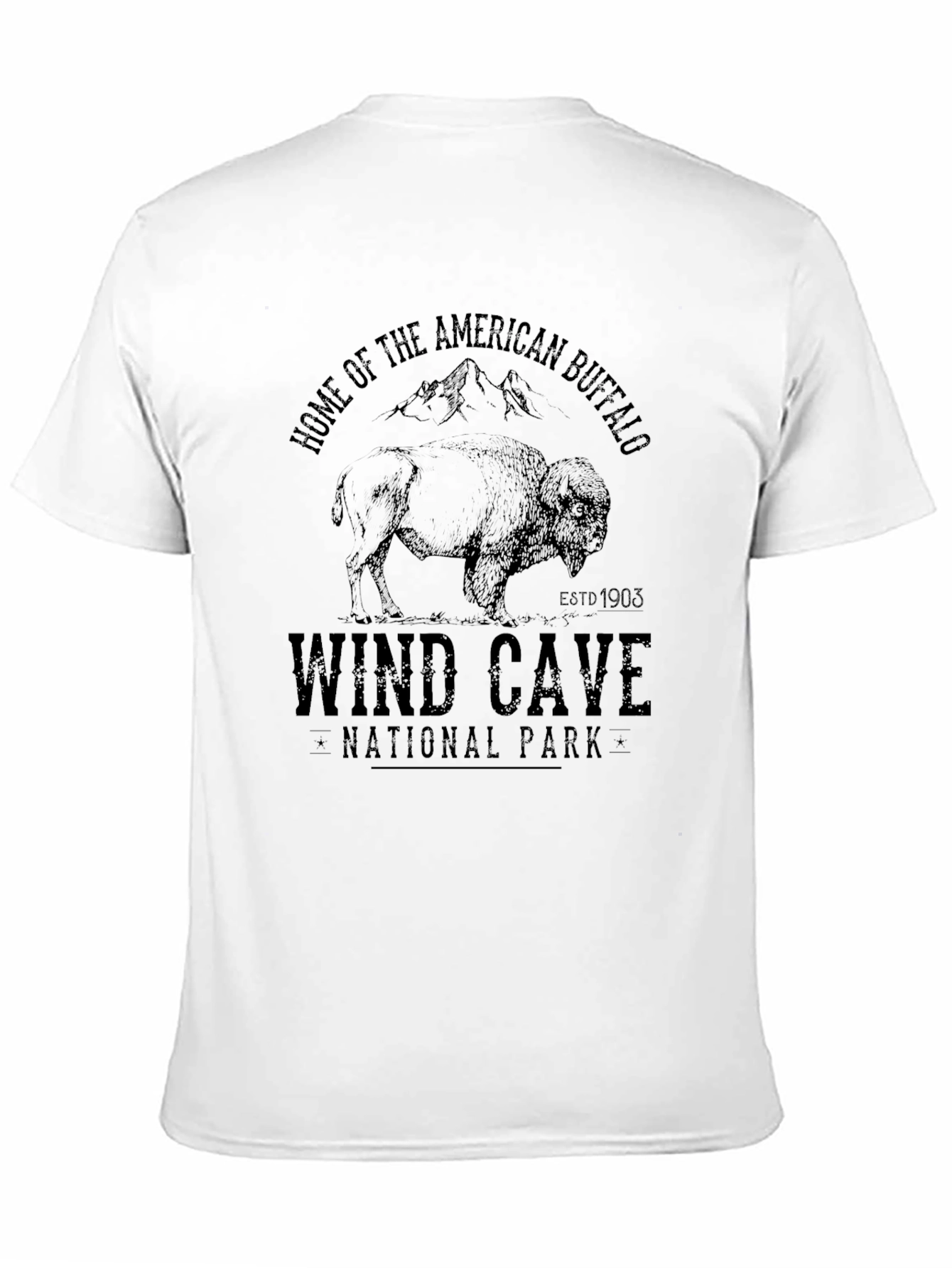 Wind Cave National Park Buffalo Black T-Shirt