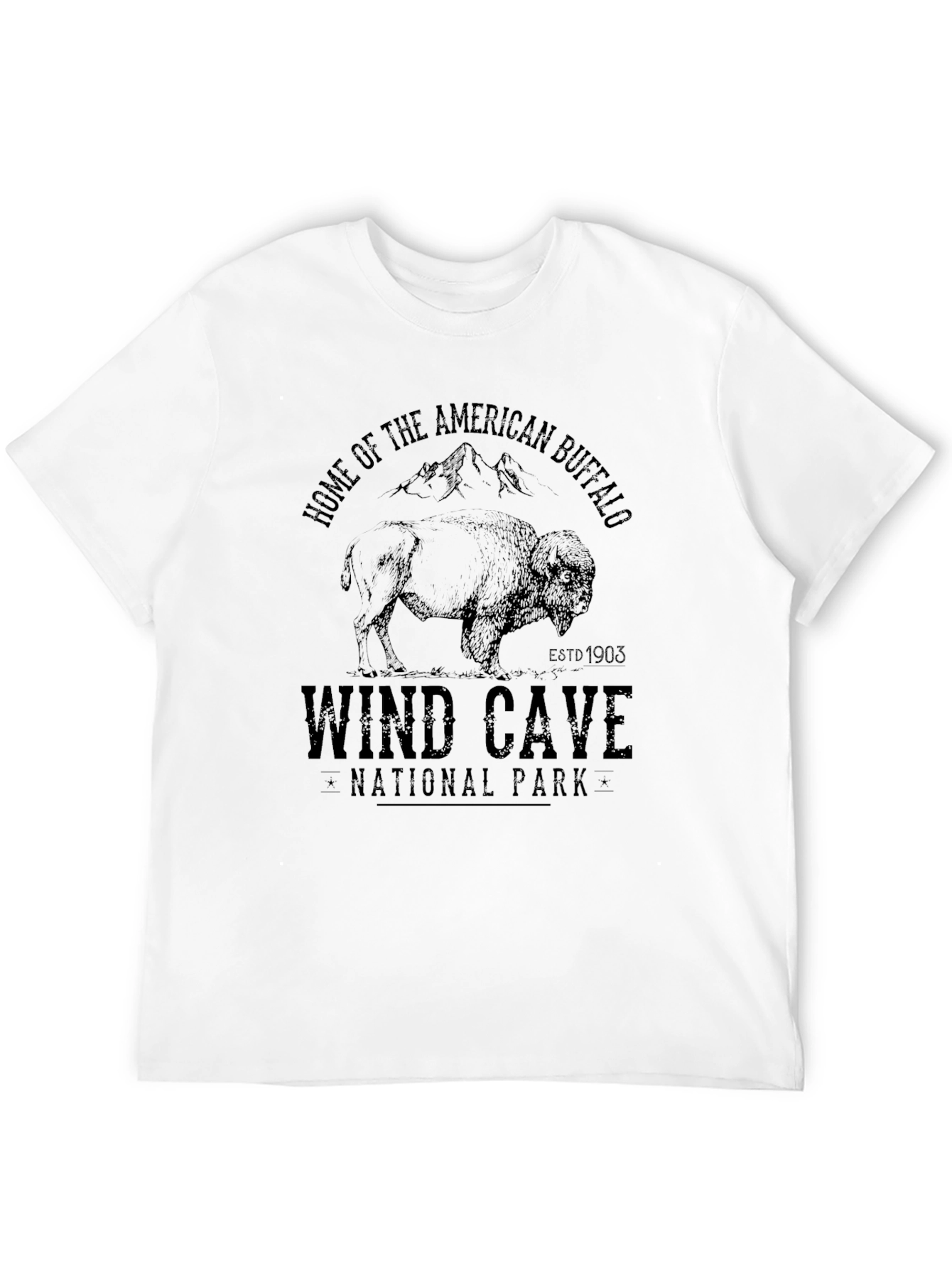 Wind Cave National Park Buffalo Black T-Shirt