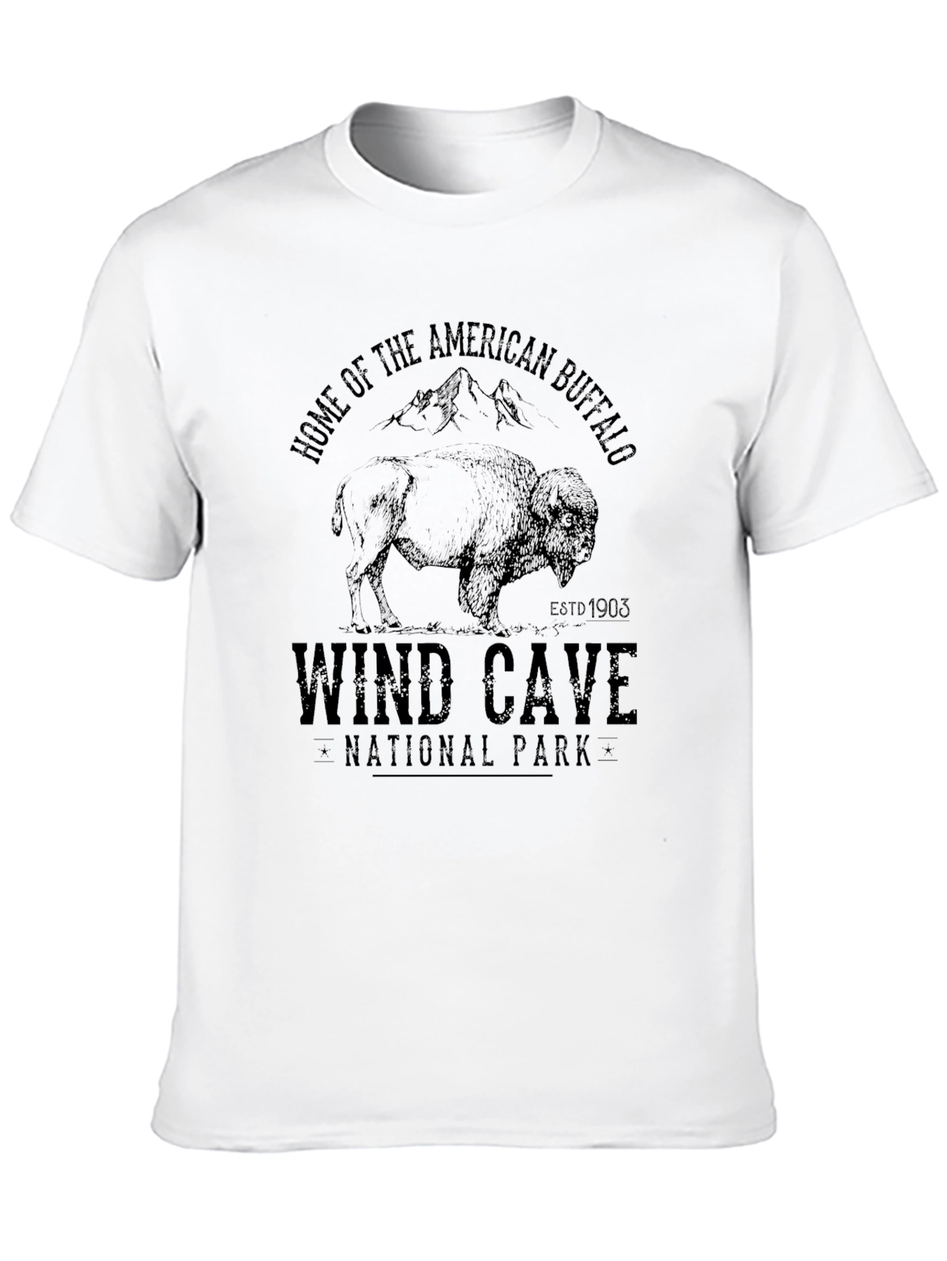 Wind Cave National Park Buffalo Black T-Shirt
