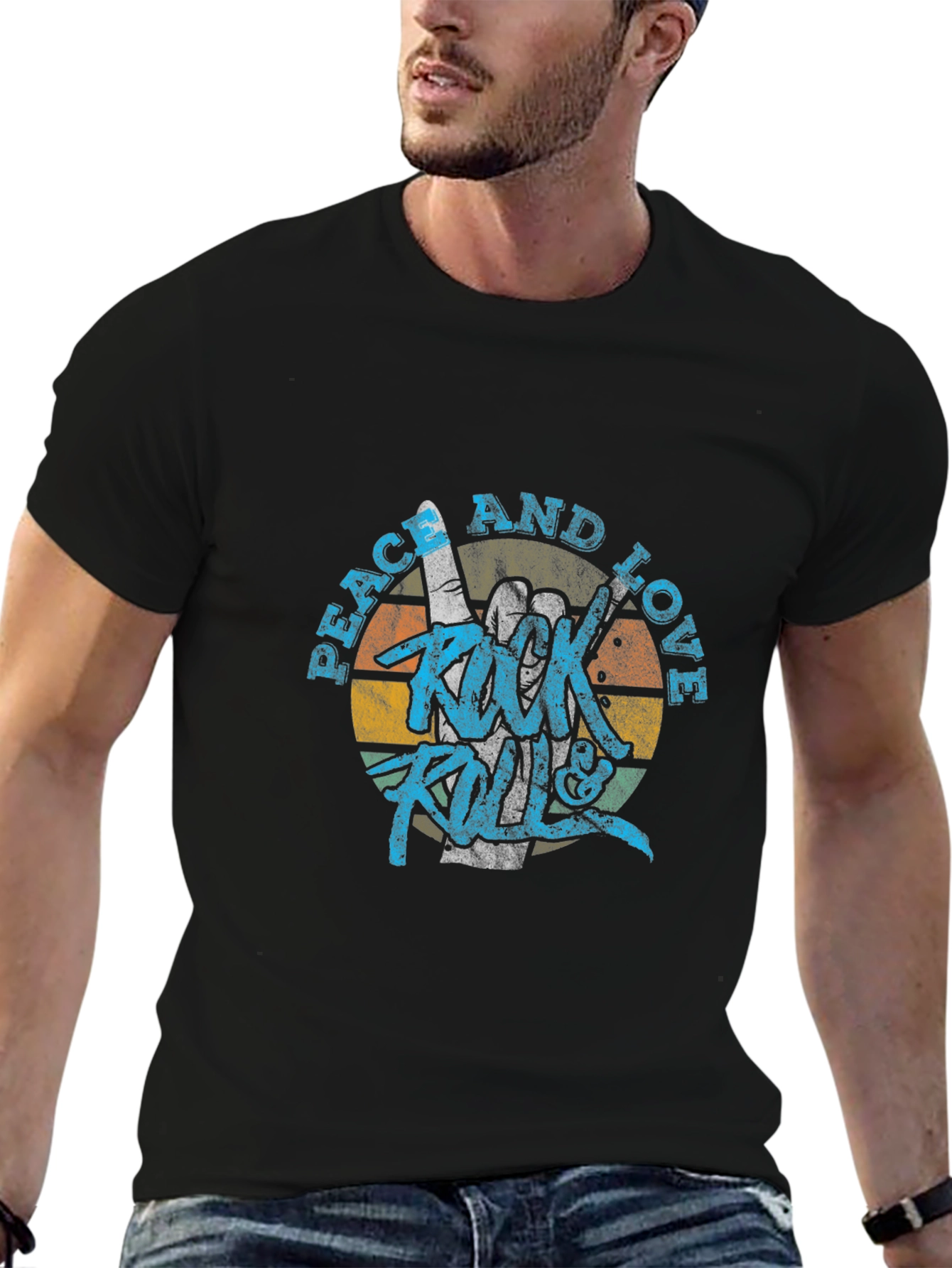 Peace Love & Rock N Roll Graphic T-Shirt