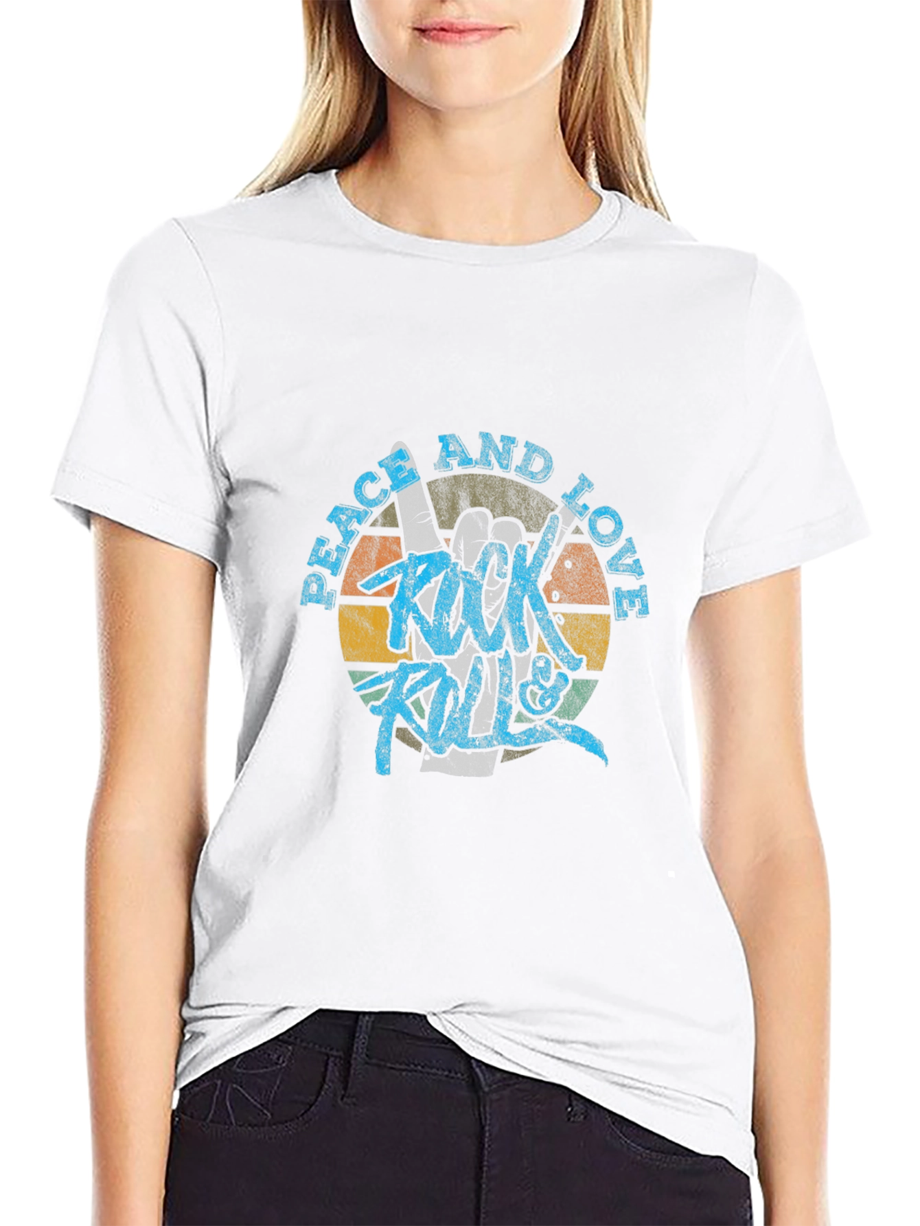 Peace Love & Rock N Roll Graphic T-Shirt