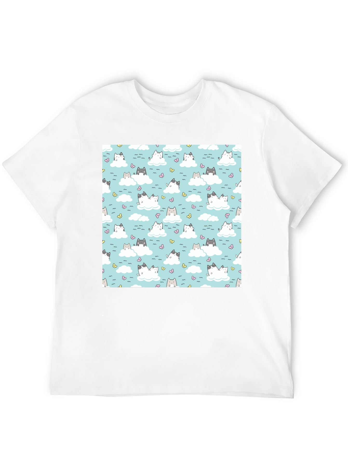 Cute Cats On Cloud Pattern T-Shirt