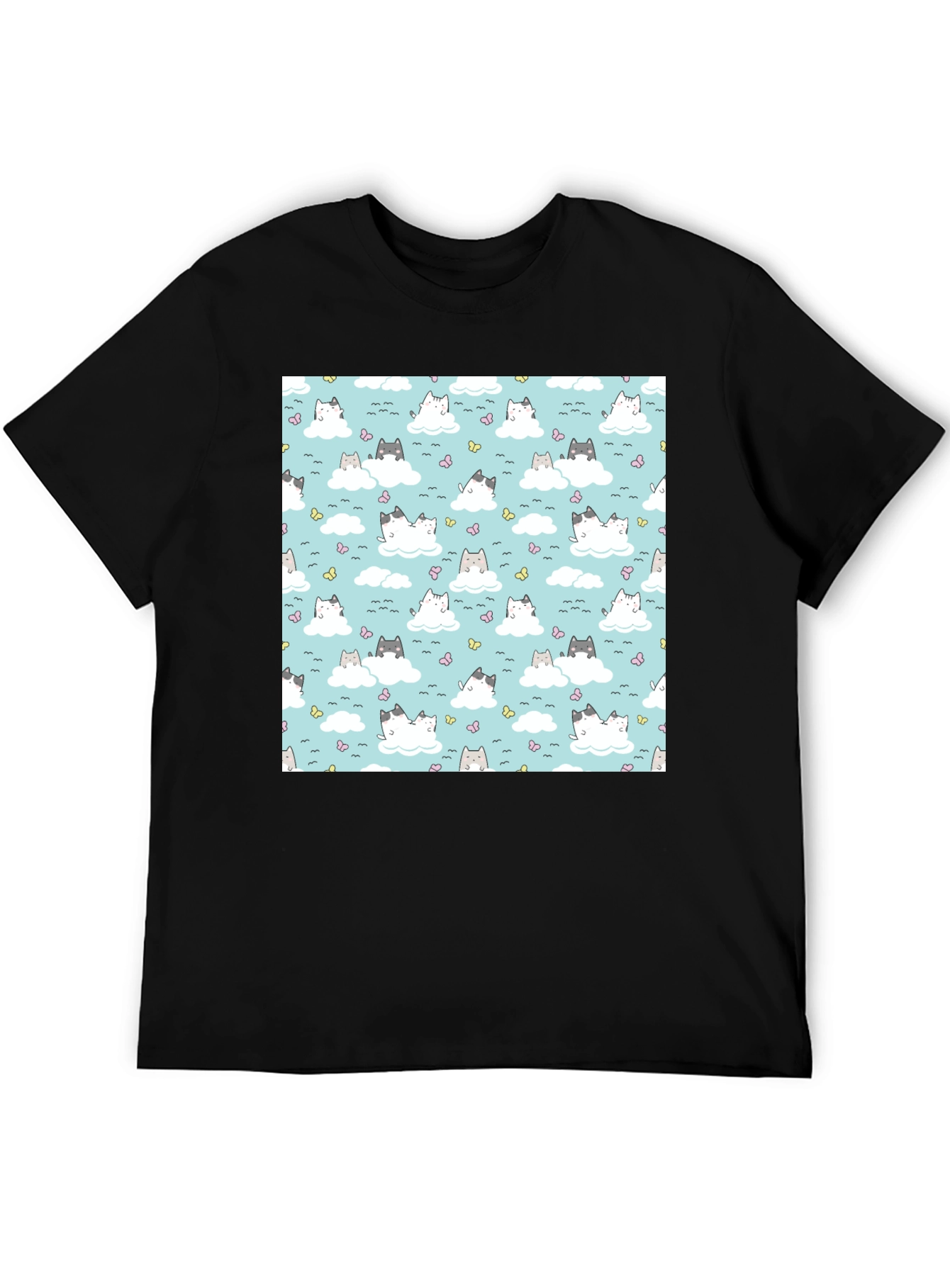 Cute Cats On Cloud Pattern T-Shirt