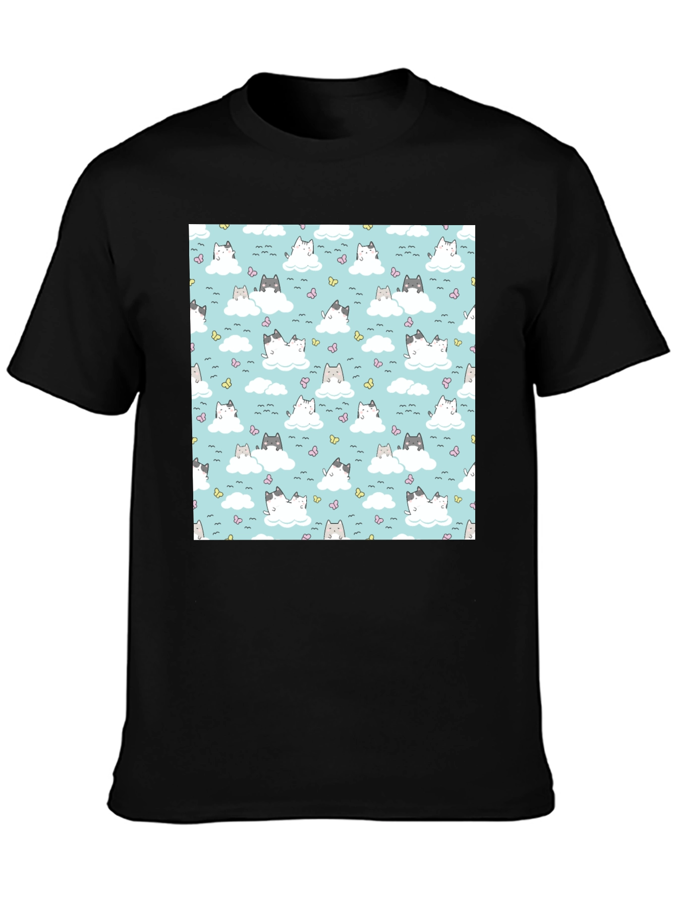 Cute Cats On Cloud Pattern T-Shirt