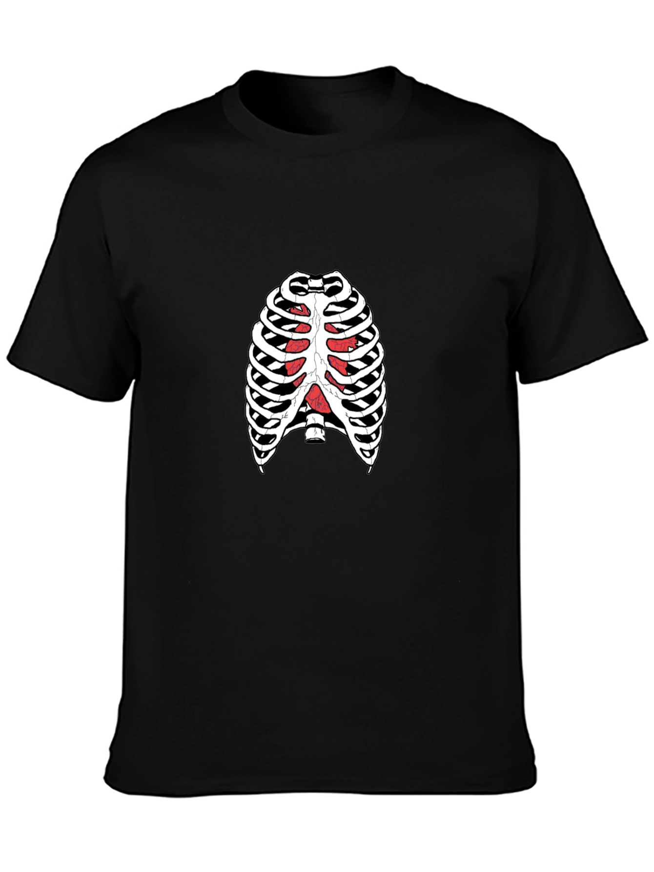 Rib Cage Graphic Tee - Black Crew Neck T-Shirt